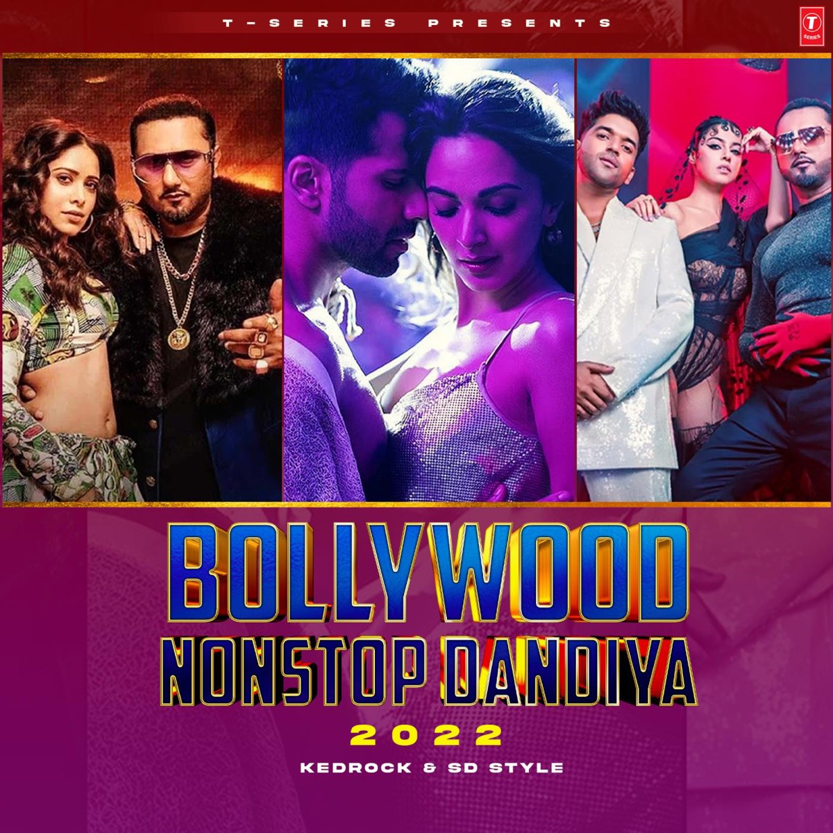 Bollywood Nonstop Dandiya 2022 by Tulsi Kumar, Millind Gaba, Shreya Ghoshal, Guru Randhawa, Ankit Tiwari, Arijit Singh, Atul Gogavale, Yo Yo Honey Singh, Jass Manak, Dev Negi, Jubin Nautiyal, Diesby, Javed Ali, Neeraj Shridhar, Sukhwinder Singh, Armaan Malik, Shashwat Singh, Neha Kakkar, Badshah & Aastha album cover
