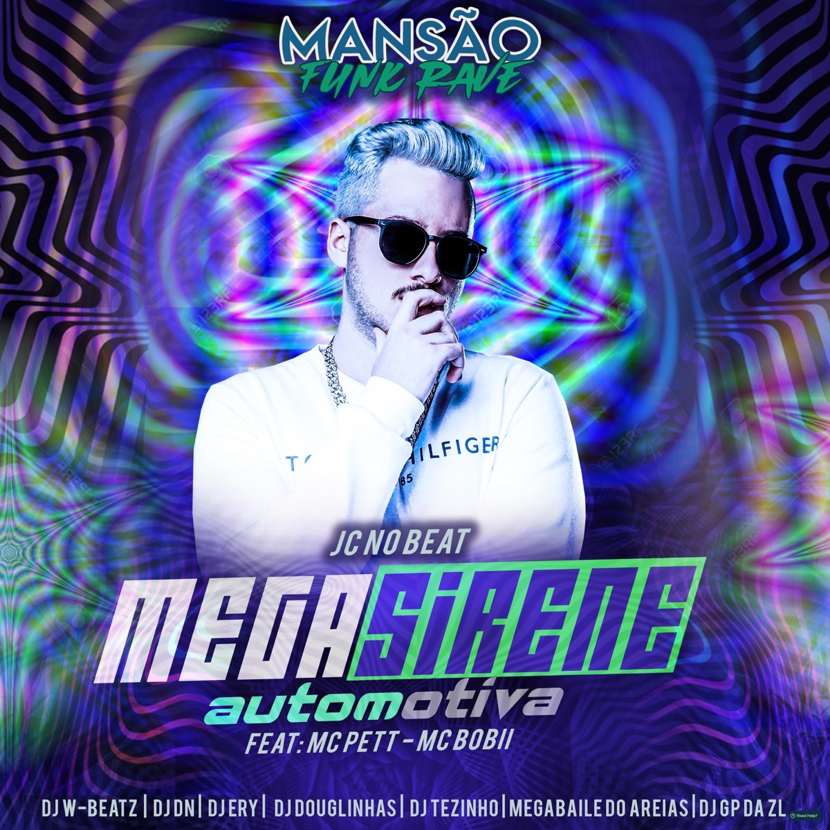 Mega Sirene Automotiva (Mansão Funk Rave) [feat. DJ DN, DJ Tezinho, DJ Ery, Megabaile do Areias, Dj W-Beatz, GP DA ZL, DJ Douglinhas, MC PETT & Mc Bobii] - Single by JC no beat album cover