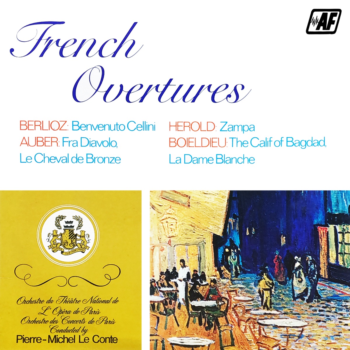 French Overtures by Paris Opera Orchestra, Orchestre des concerts de Paris & Pierre-Michel le Conte album cover