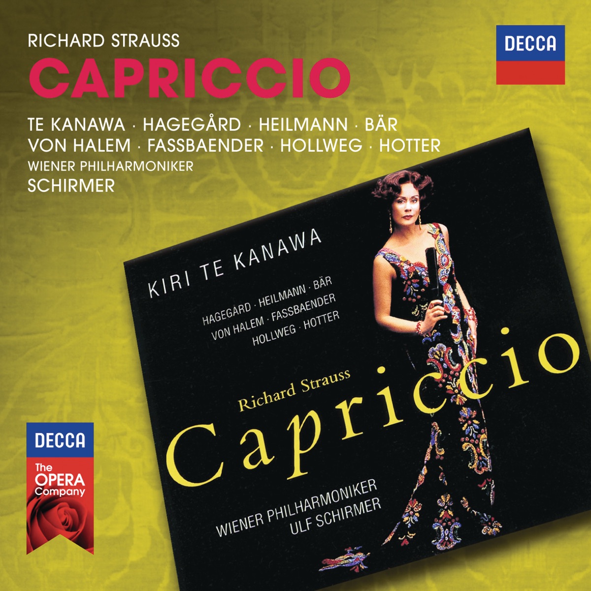 Strauss, R.: Capriccio by Vienna Philharmonic, Dame Kiri Te Kanawa, Uwe Heilmann, Ulf Schirmer, Håkan Hagegård & Olaf Bär album cover