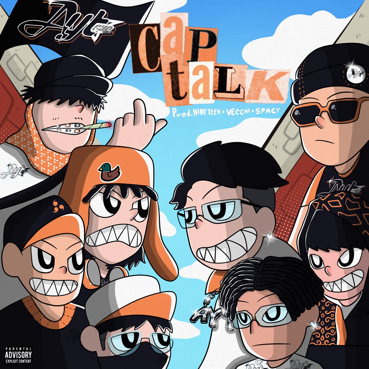 Cap Talk (feat. PKW AYT, ZIXMYDXCK, STX AYT, 32TriB, HB SMOKE & ZOSICK) - Single by AYTRAP, MSD AYT & fylson album cover