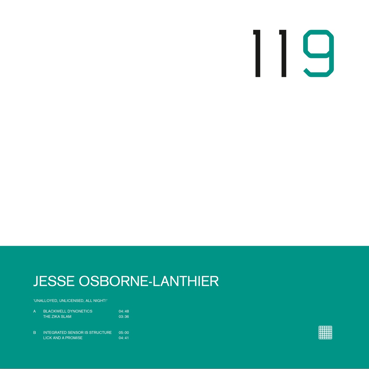 'Unalloyed, Unlicensed, All Night!' - EP by Jesse Osborne-Lanthier album cover
