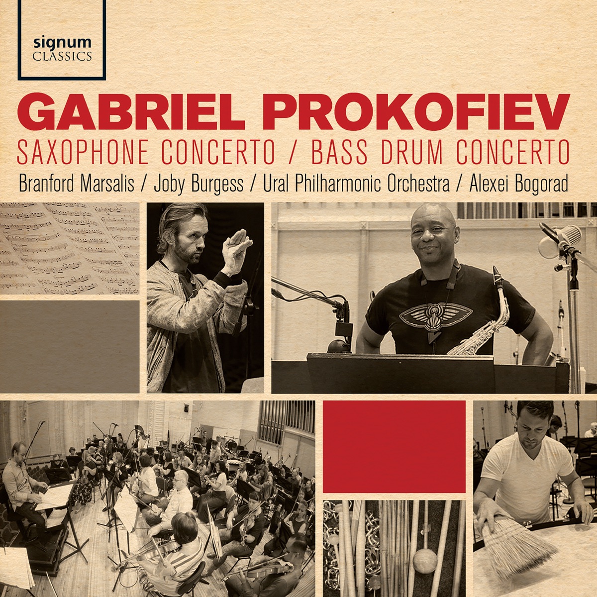 Gabriel Prokofiev: Saxophone Concerto, Bass Drum Concerto by Branford Marsalis, Joby Burgess, Alexey Bogorad & Ural Philharmonic Orchestra album cover