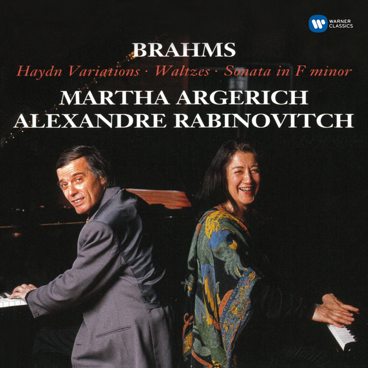 Brahms: Haydn Variations, Op. 56b, Waltzes, Op. 39 & Sonata in F Minor, Op. 34b by Alexandre Rabinovitch-Barakovsky & Martha Argerich album cover