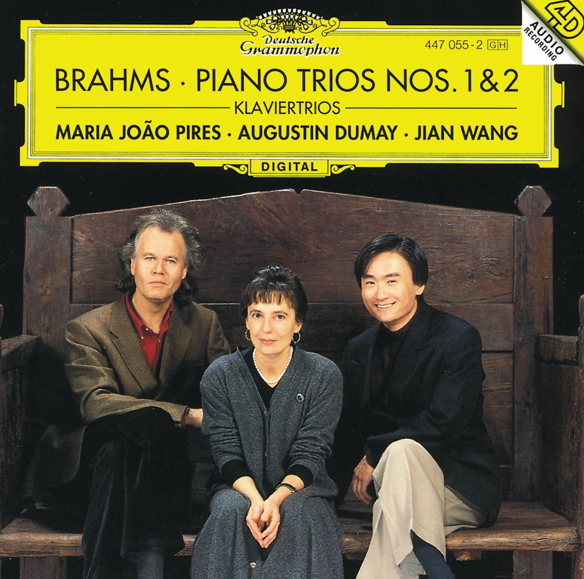 Brahms: Piano Trios No. 1, Op. 8 & No. 2, Op. 87 by Maria Joao Pires, Augustin Dumay & Jian Wang album cover