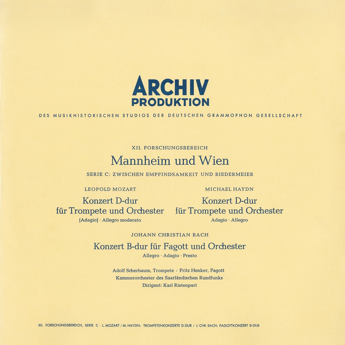 Mozart, L. / Haydn, M. / Bach, J.C. / Telemann: Trumpet Concertos by Adolf Scherbaum, Fritz Henker, Chamber Orchestra of the Saarländischen Rundfunk, Bach-Orchester Hamburg, Karl Ristenpart, Robert Stehli & Kammermusikkreis Emil Seiler album cover