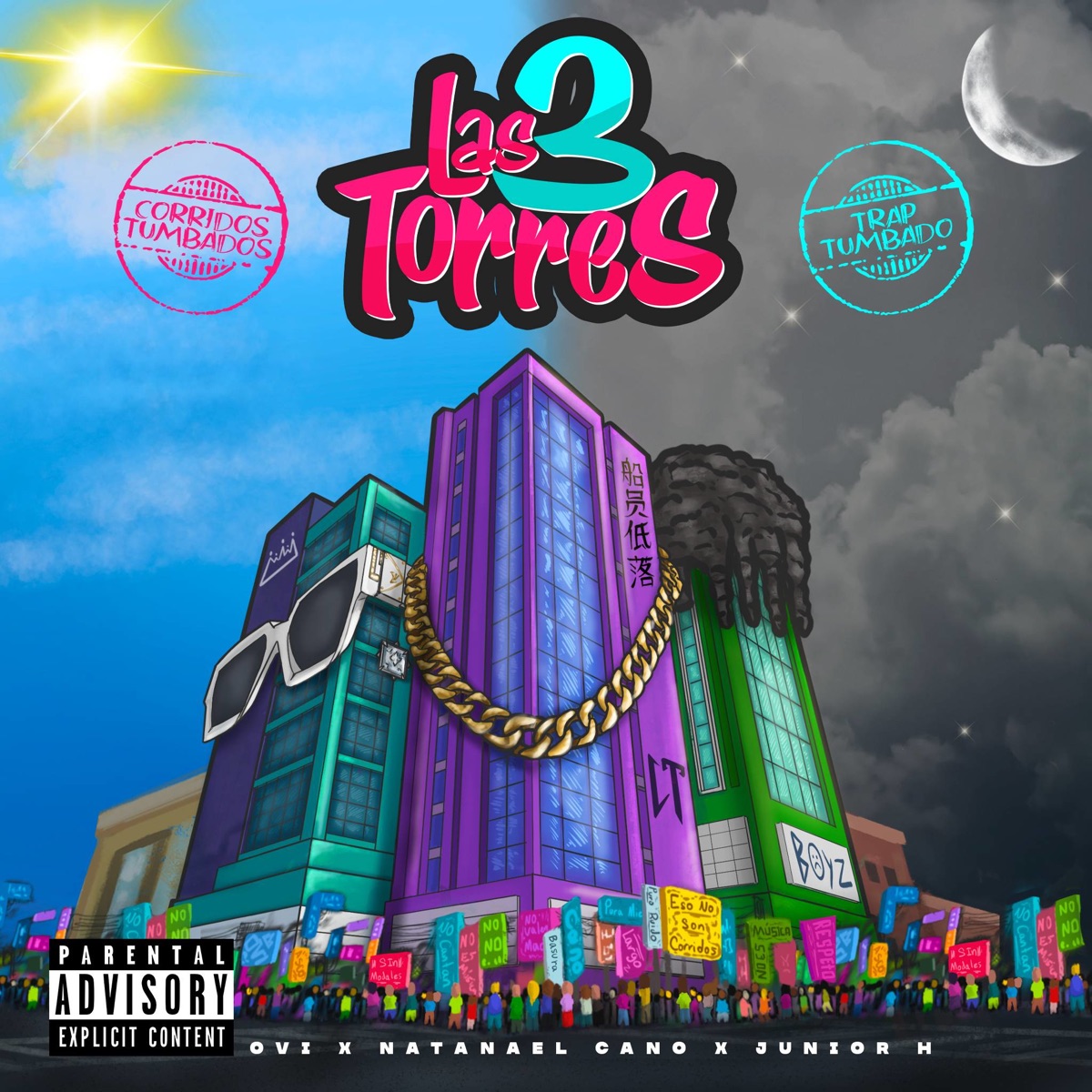 Las 3 Torres by Ovi, Junior H & Natanael Cano album cover artwork