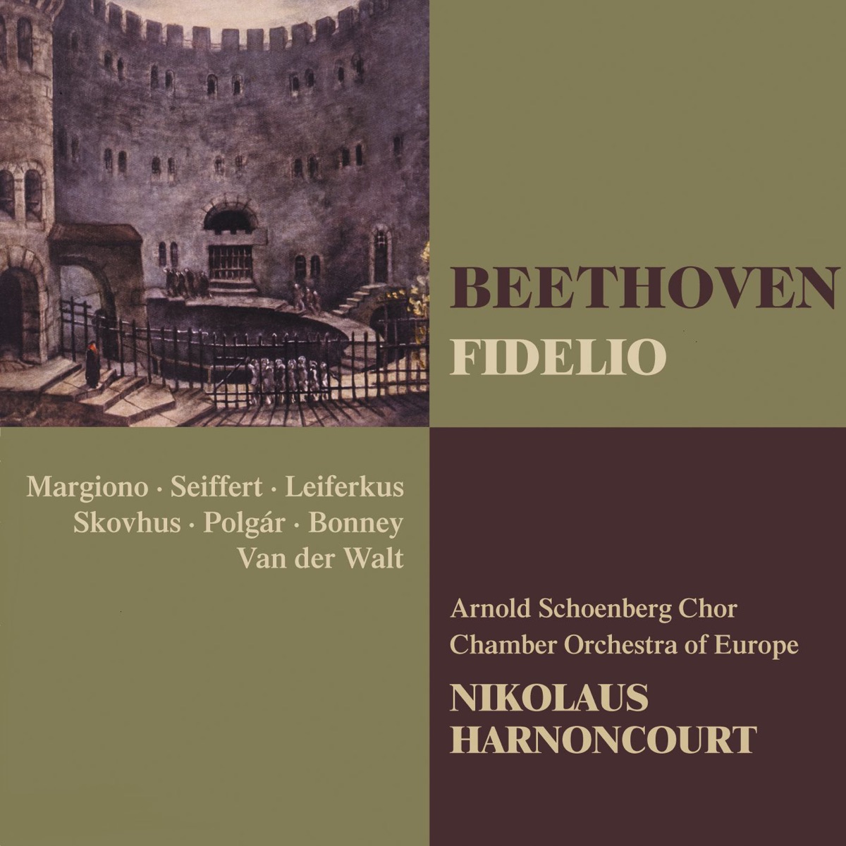 Beethoven: Fidelio by Arnold Schoenberg Choir, Barbara Bonney, Boje Skovhus, Charlotte Margiono, Deon Van der Walt, Lázló Polgár, Nikolaus Harnoncourt, Peter Seiffert, Reinaldo Macias, Robert Florianschütz, Sergei Leiferkus & Chamber Orchestra of Europe album cover