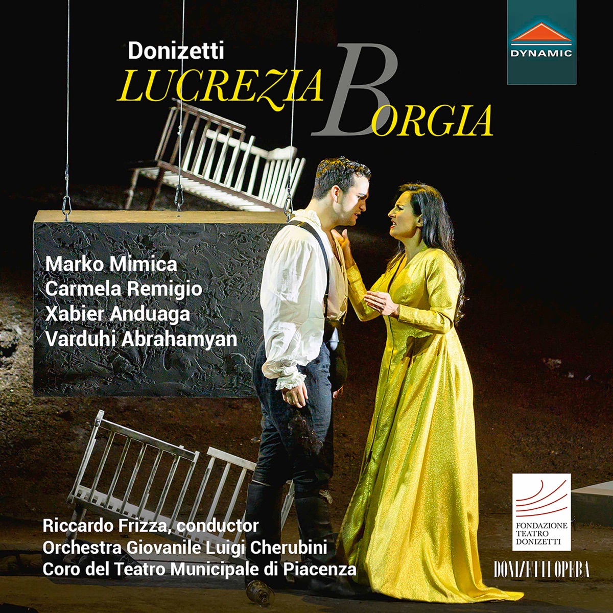 Donizetti: Lucrezia Borgia, A. 41 (Live) by Marko Mimica, Carmela Remigio, Xabier Anduaga, Varduhi Abrahamyan, Orchestra Giovanile Luigi Cherubini, Banda di palcoscenico del Conservatorio Gaetano Donizetti di Bergamo & Riccardo Frizza album cover
