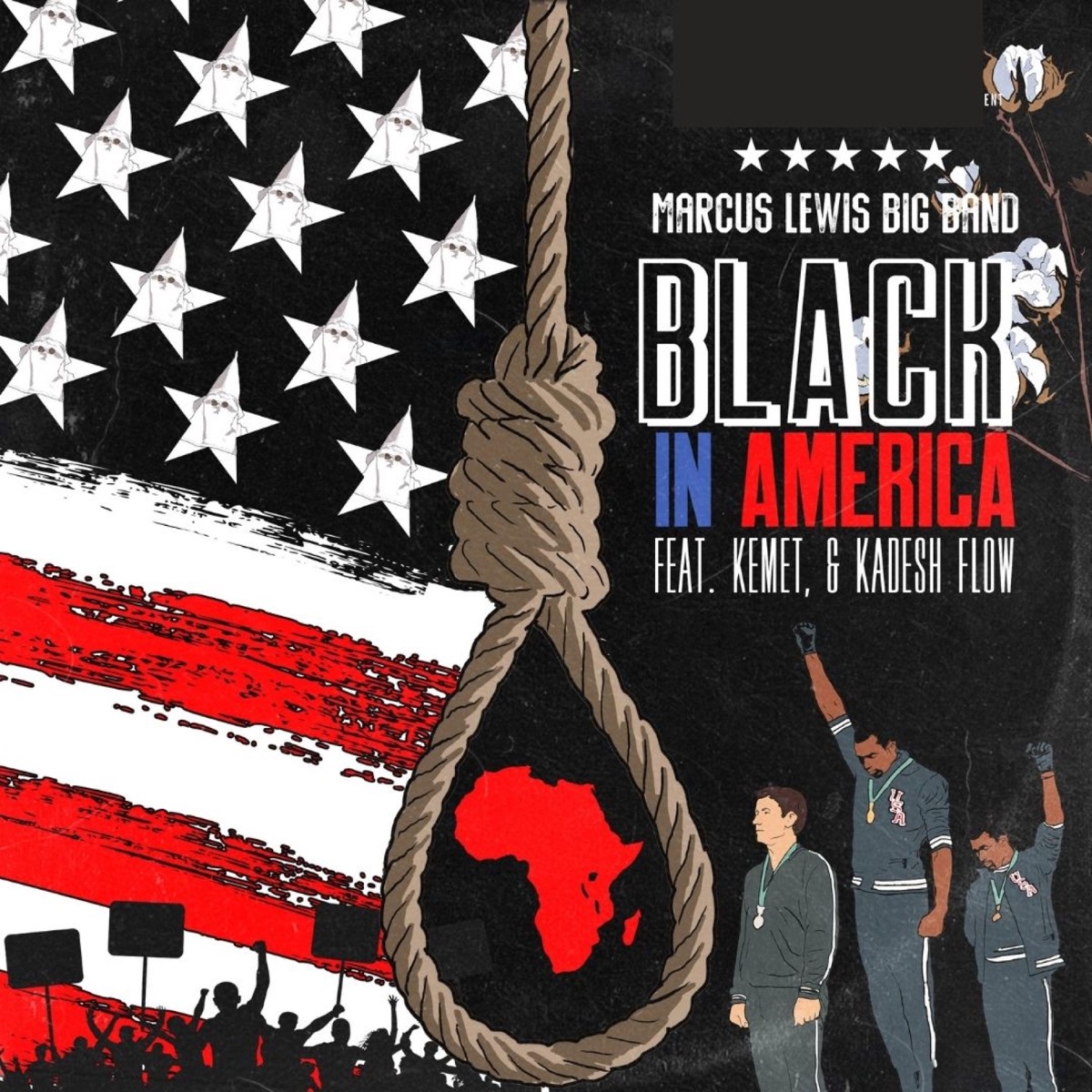 Black in America (feat. Kemet & Kadesh Flow) [Radio Edit] - Single by Marcus Lewis Big Band album cover