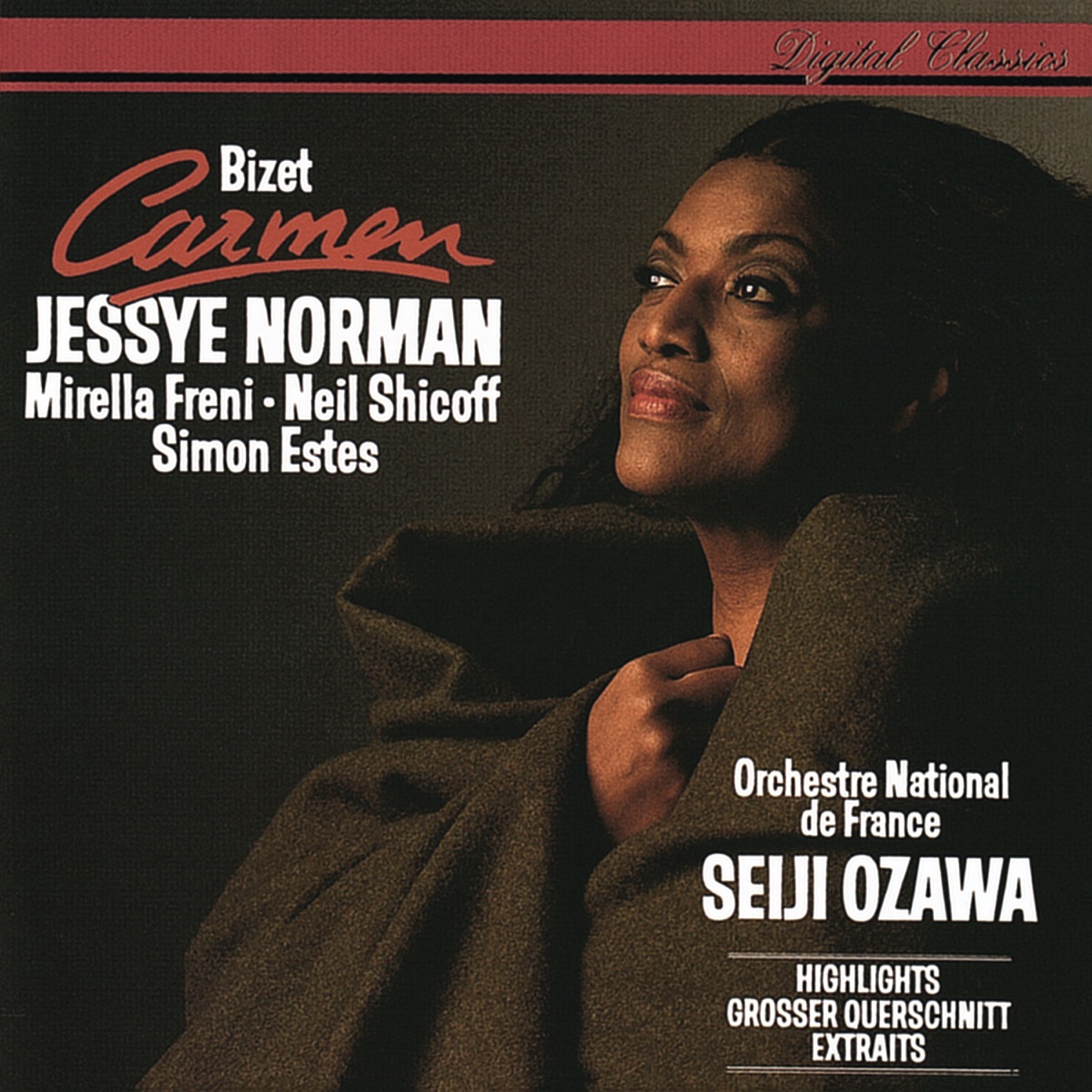 Bizet: Carmen (Highlights) by Jessye Norman, Mirella Freni, Neil Shicoff, R.T.F. Choeur De Radio France, Orchestre National de France & Seiji Ozawa album cover