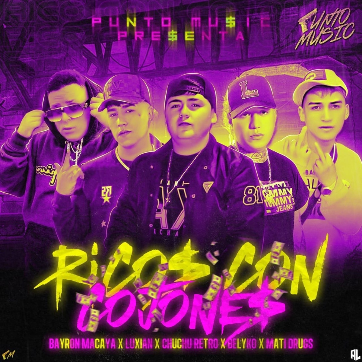 Ricos Con Cojones - Single by Bayron macaya, Luxian, Chuchu Retro, Belyko & Mati Drugs album cover
