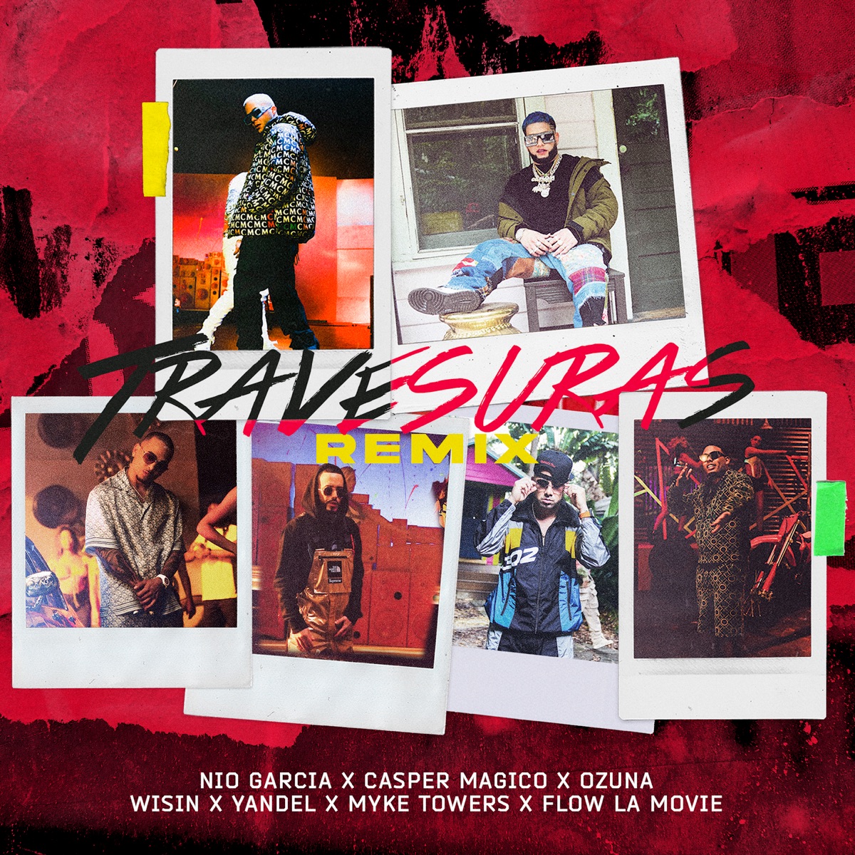 Travesuras (Remix) [feat. Wisin & Yandel, Myke Towers & Flow La Movie] - Single by Nio García, Casper Mágico & Ozuna album cover