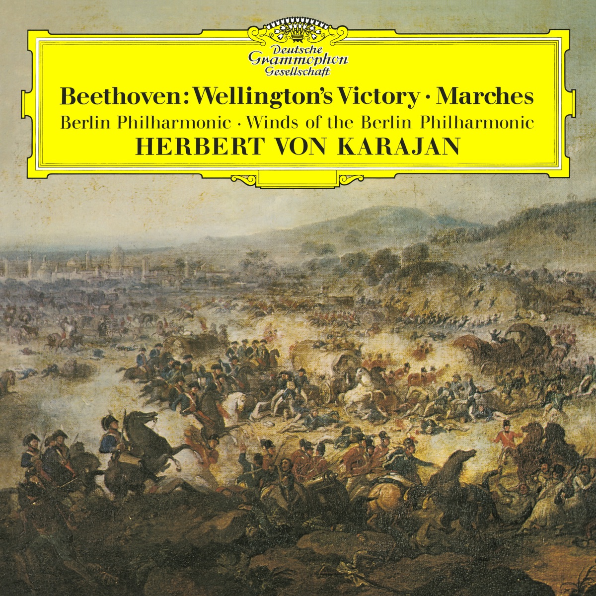 Beethoven: "Egmont"; Wellington's Victory; Military Marches by Gundula Janowitz, Erich Schellow, Berlin Philharmonic, Herbert von Karajan, Berlin Philharmonic Wind Ensemble & Hans Priem-Bergrath album cover