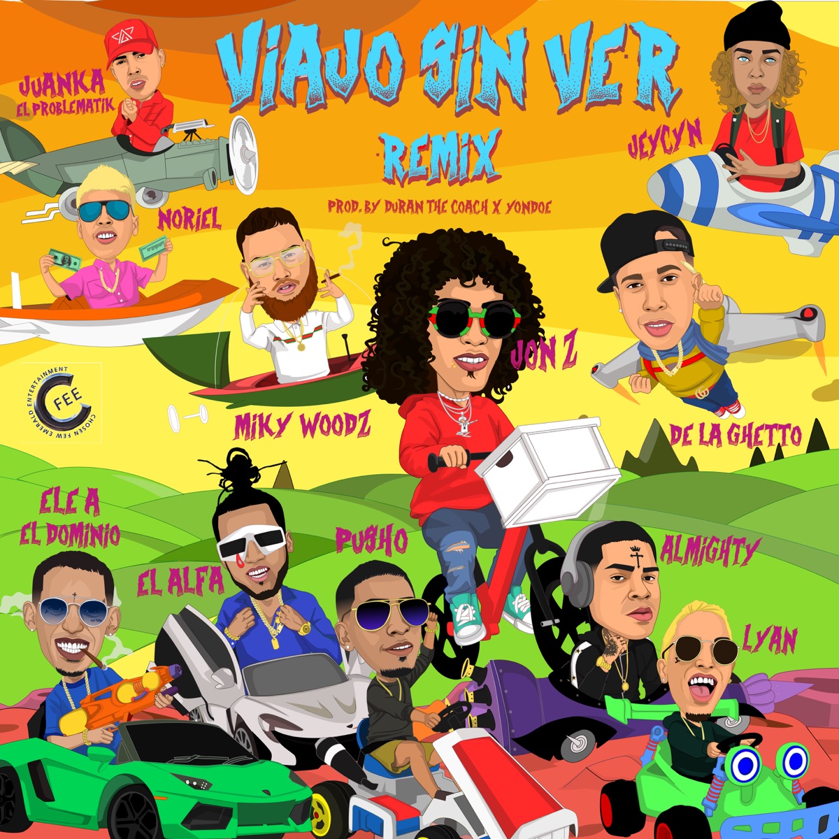 Viajo Sin Ver (Remix) [feat. De La Ghetto, Almighty, Miky Woodz, El Alfa, Noriel, Ele a el Dominio, Lyan, Juanka El Problematik, Pusho & Jeycyn] - Single by Jon Z album cover