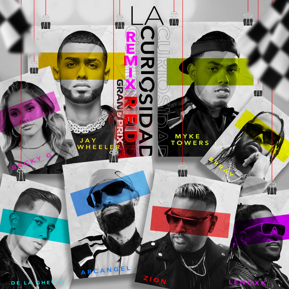 La Curiosidad (Red Grand Prix Remix) [feat. DJ Nelson, Arcangel, Zion & Lennox, De La Ghetto & Brray] - Single by Jay Wheeler, Myke Towers & Becky G album cover