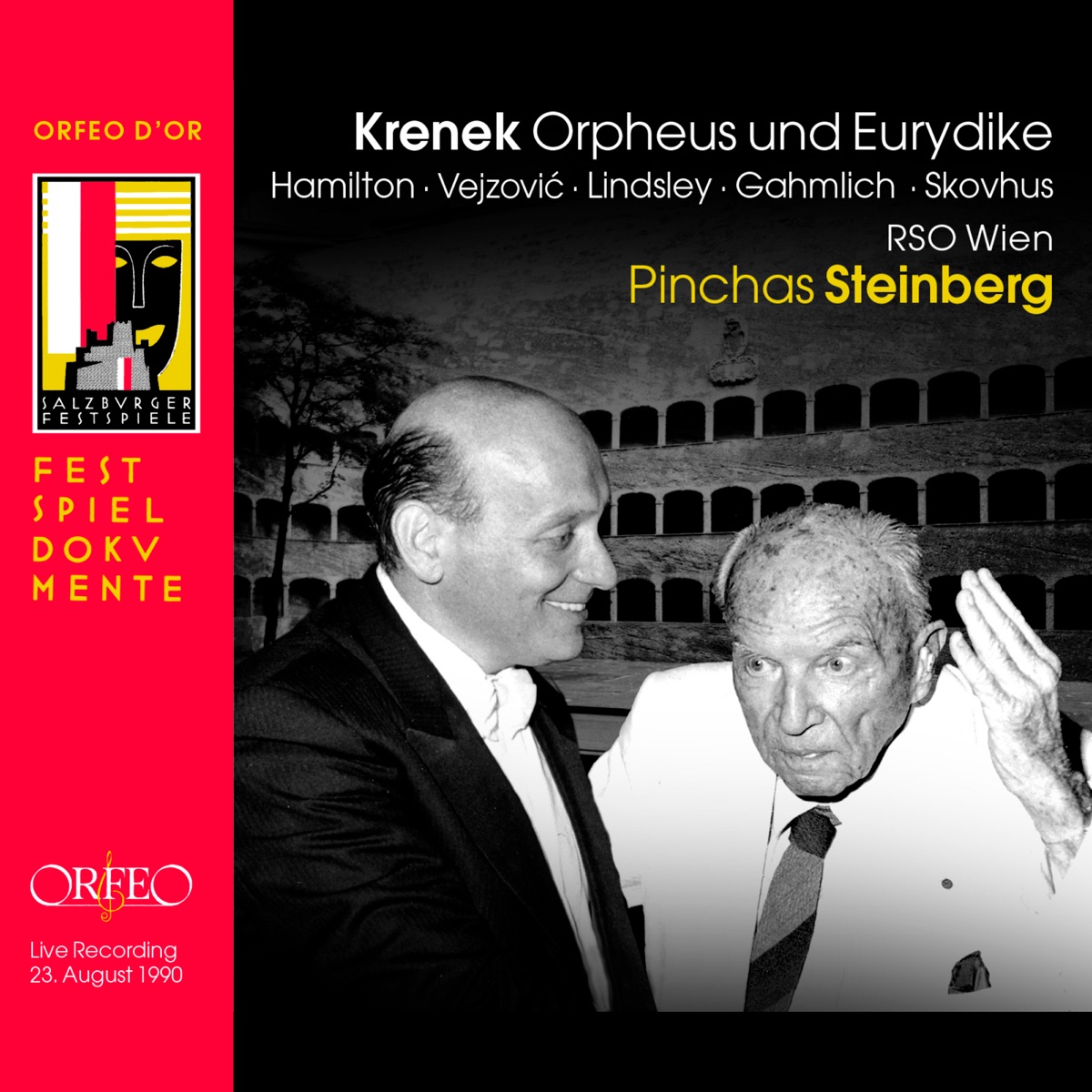 Krenek: Orpheus und Eurydike, Op. 21 (Live) by ORF Vienna Radio Symphony Orchestra, Bo Skovhus, Pinchas Steinberg, Ronald Hamilton, Dunja Vejzovic, Celina Lindsley, Jutta Geister, Cornelia Kallisch, Gabriele Schreckenbach & Wilfried Gahmlich album cover