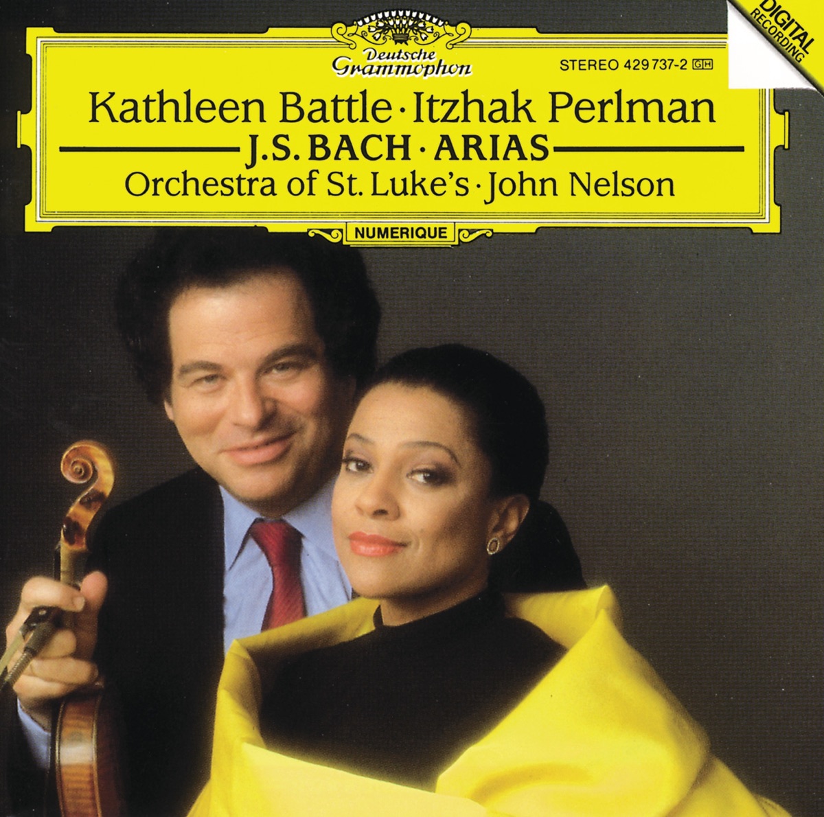 Bach: Arias for Soprano and Violin by Kathleen Battle, Itzhak Perlman, John Nelson & Orchestra of St. Luke's album cover