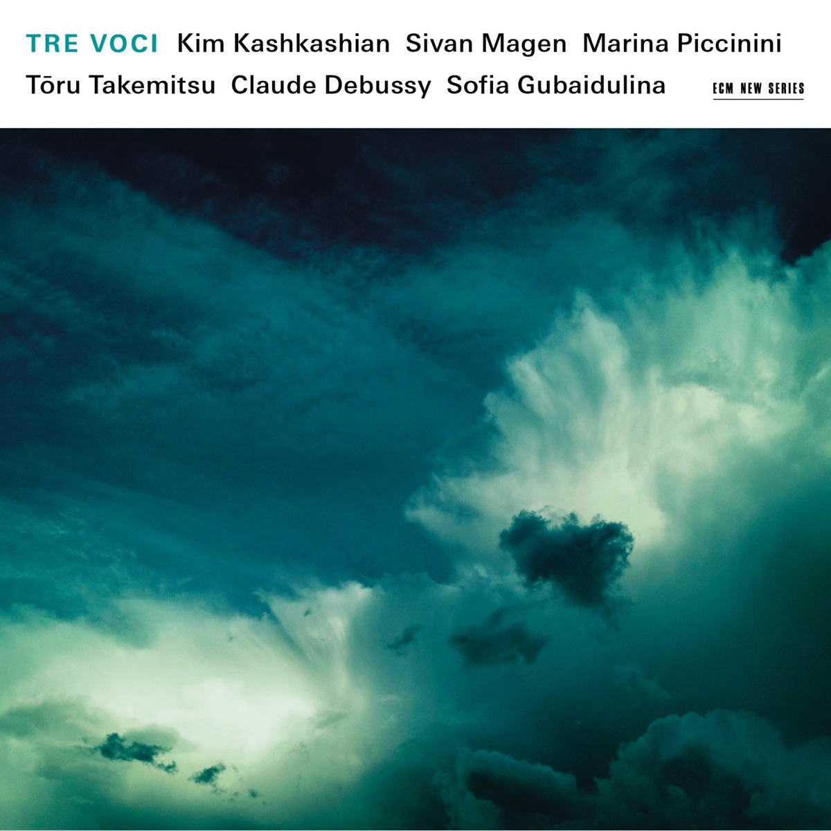 Tre Voci: Toru Takemitsu - Claude Debussy - Sofia Gubaidulina by Kim Kashkashian, Sivan Magen & Marina Piccinini album cover