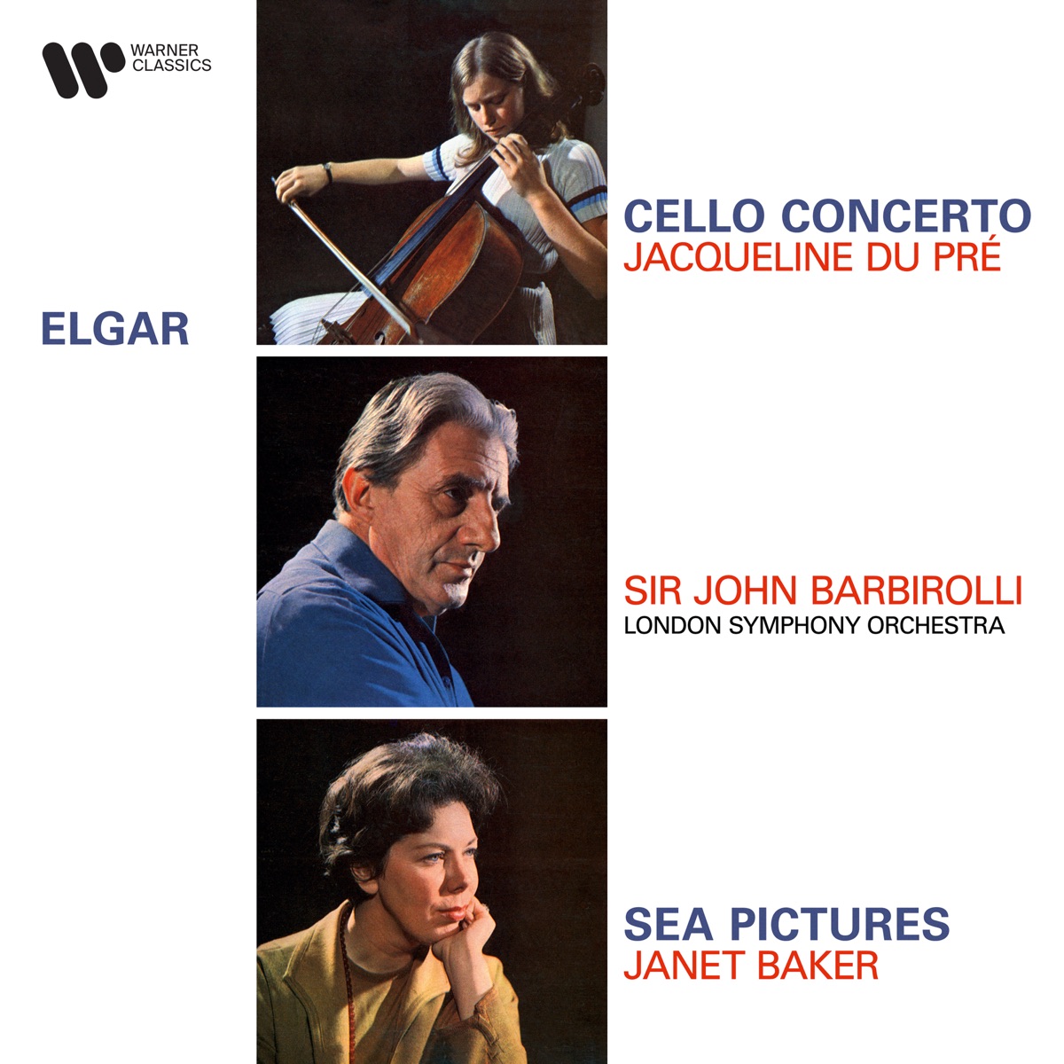 Elgar: Cello Concerto, Op. 85 & Sea Pictures, Op. 37 by Jacqueline du Pré, Sir John Barbirolli, Dame Janet Baker & London Symphony Orchestra album cover