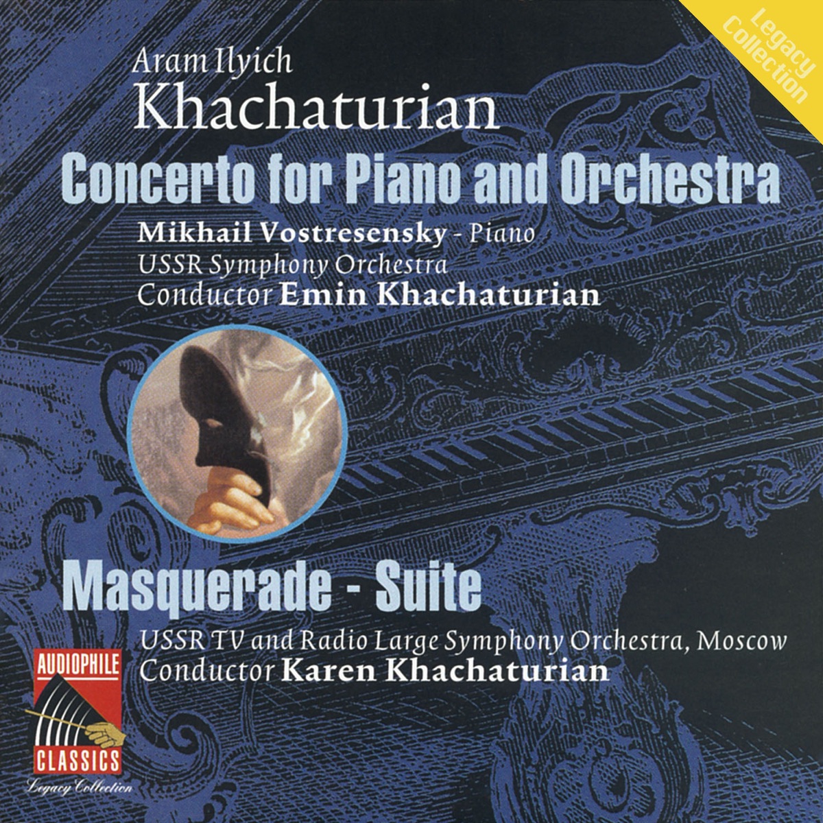 Khachaturian: Piano Concerto - Masquerade Suite by USSR State Symphony Orchestra, USSR TV and Radio Large Symphony Orchestra, Emin Khachaturian, Karen Khachaturian & Mikhail Voskresensky album cover