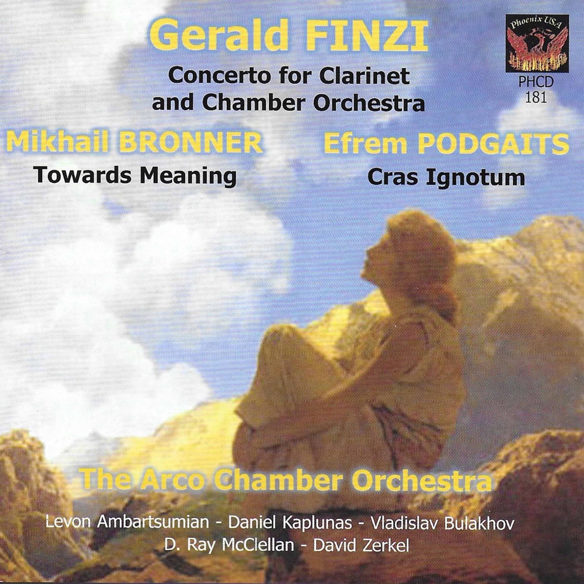 Finzi: Concerto for Clarinet by ARCO Chamber Orchestra, Levon Ambartsumian & D. Ray McClellan album cover