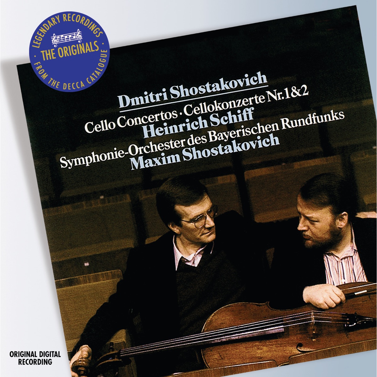 Shostakovich: Cello Concertos Nos. 1 & 2 by Heinrich Schiff, Maxim Shostakovich & Bavarian Radio Symphony Orchestra album cover