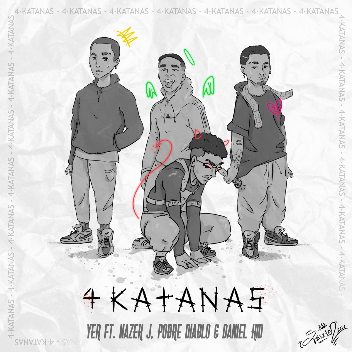 4 Katanas - Single by Yer, Pobre Diablo & Daniel Kid & Nazek J album cover