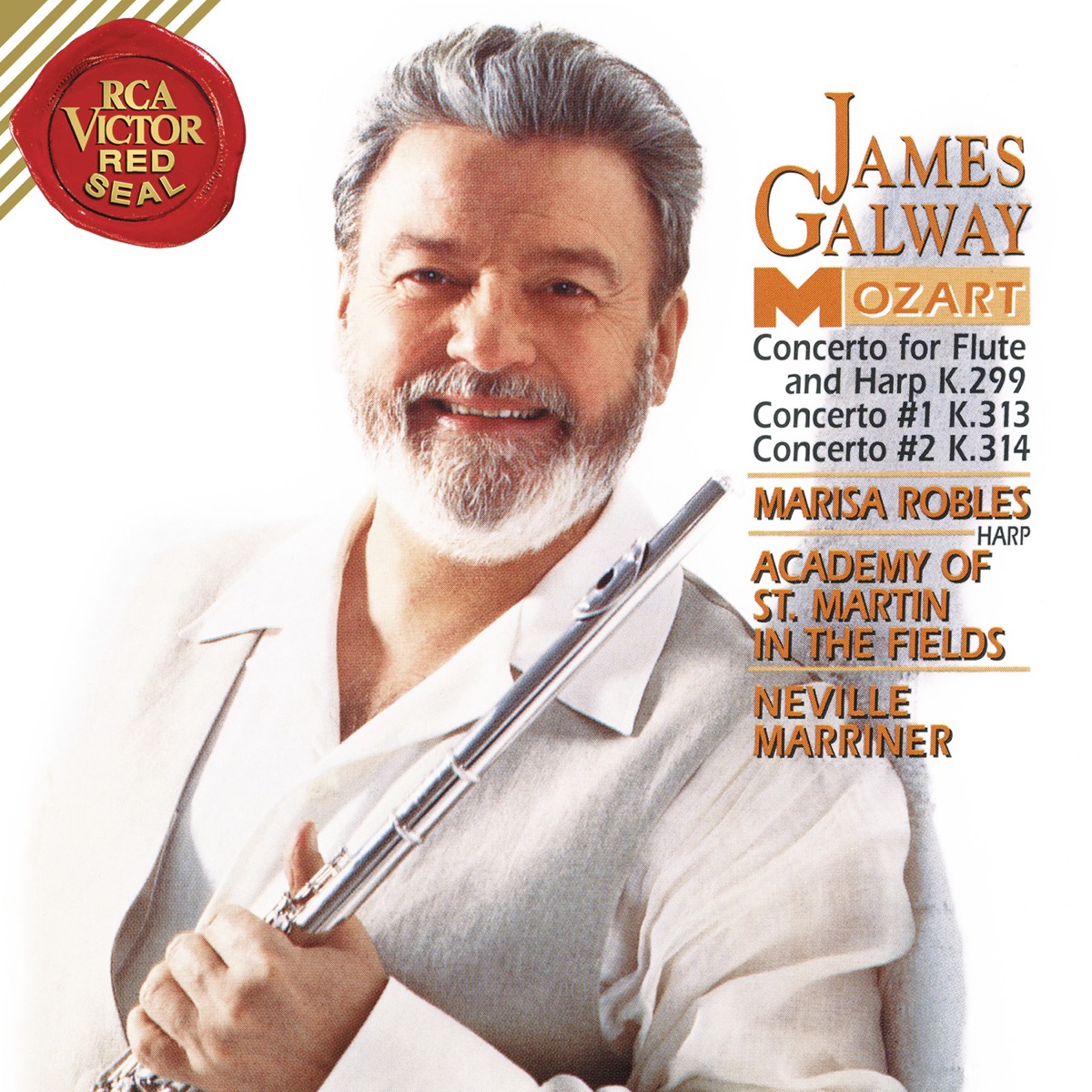 Mozart: Flute Concertos K. 313 & K. 314 and Concerto for Flute and Harp, K. 299 by James Galway, Academy of St Martin in the Fields & Sir Neville Marriner album cover