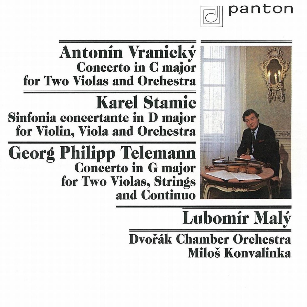 Vranický, Stamic, Telemann: Concertos for Viola and Violin by Lubomír Malý, Miloš Konvalinka & Dvorak Chamber Orchestra album cover