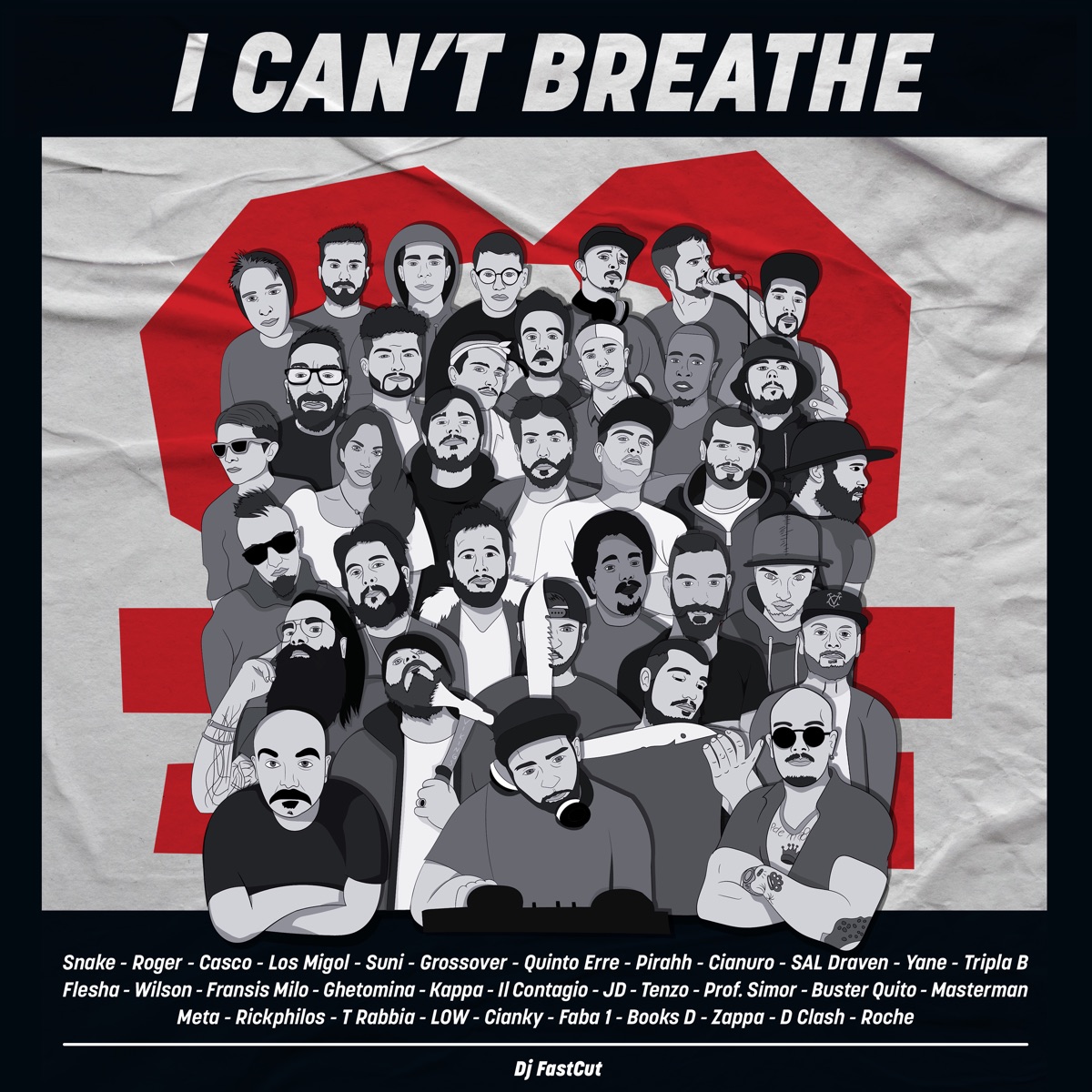 I Can't Breathe (feat. Pirahh, Faba 1, Grossover, Tenzo, Suni, Prof. Simor, Meta, Rickphilos, Low, Yane, Ghetomina, Cianuro, Roger, Cianky, SAL Draven, D_clash, Buster Quito, Il Contagio, JdOnTheBeat, Los Migol, Kappa & DJ Fastcut) - EP by Snake White album cover