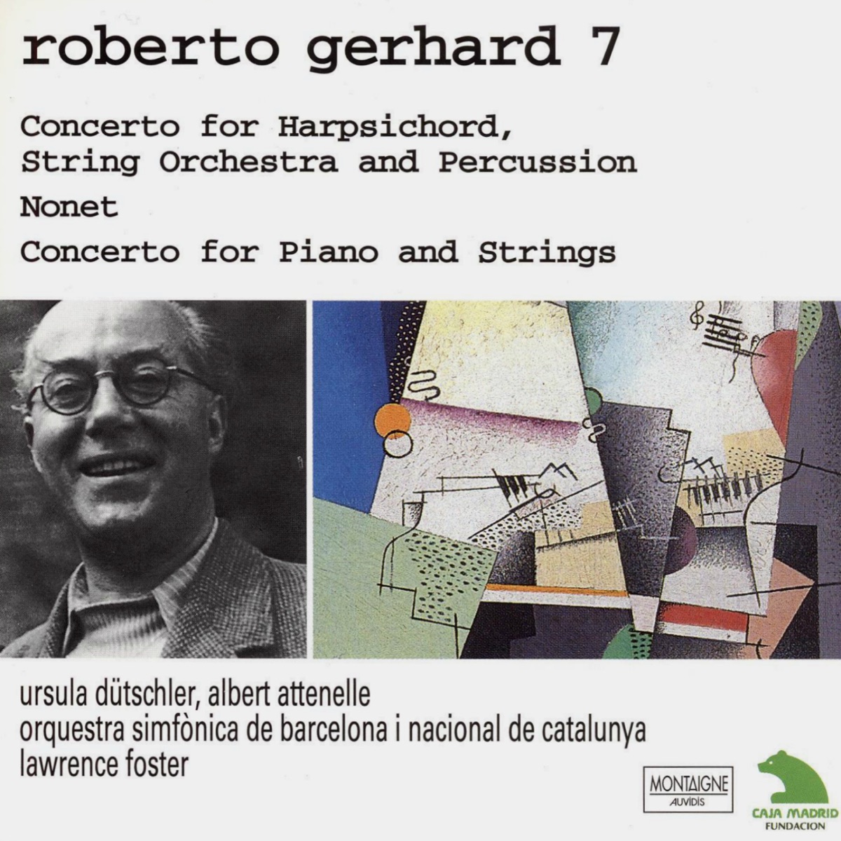 Gerhard: Concerto for Harpsichord, String Orchestra and Percussion - Nonet & Concerto for Piano and Strings by Ursula Dütschler, Albert Attenelle, Lawrence Foster & Orquestra Simfònica de Barcelona i Nacional de Catalunya album cover