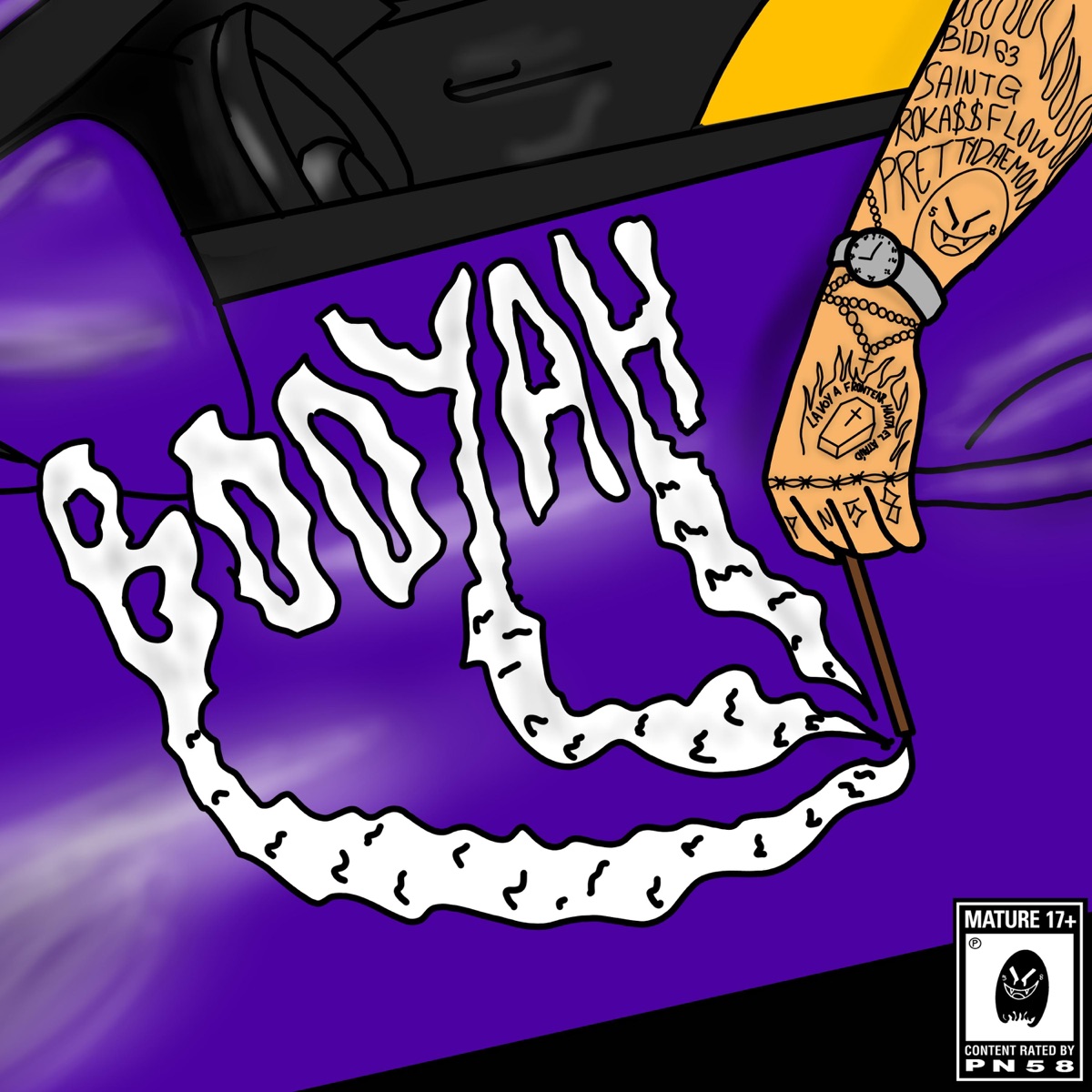 Booyah (feat. Saint G, Roka$$ Flow & Pretty Daemon) - Single by Bidi 63 album cover