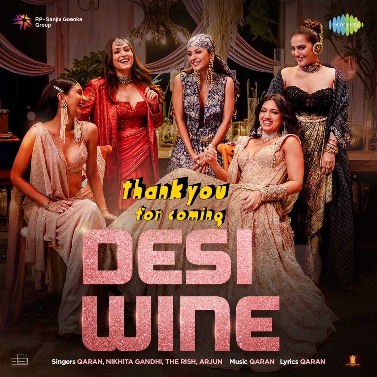 Desi Wine (From "Thank You for Coming") - Single by QARAN, Nikhita Gandhi, The Rish & Arjun album cover