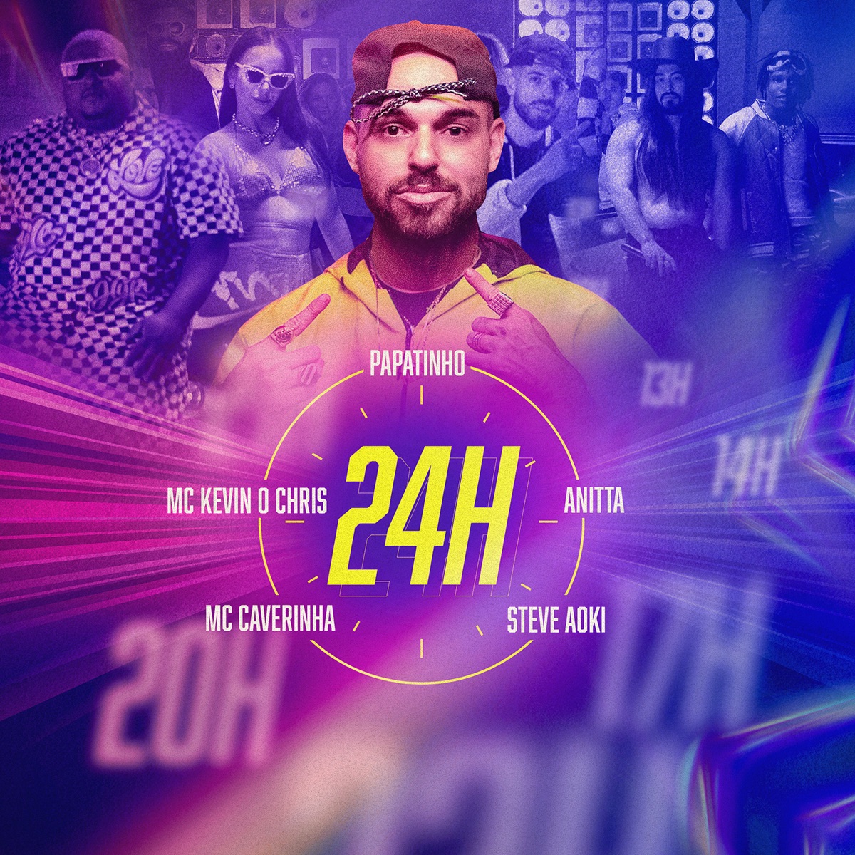24 Horas (feat. MC Kevin o Chris & MC Caverinha) - Single by Papatinho, Anitta & Steve Aoki album cover