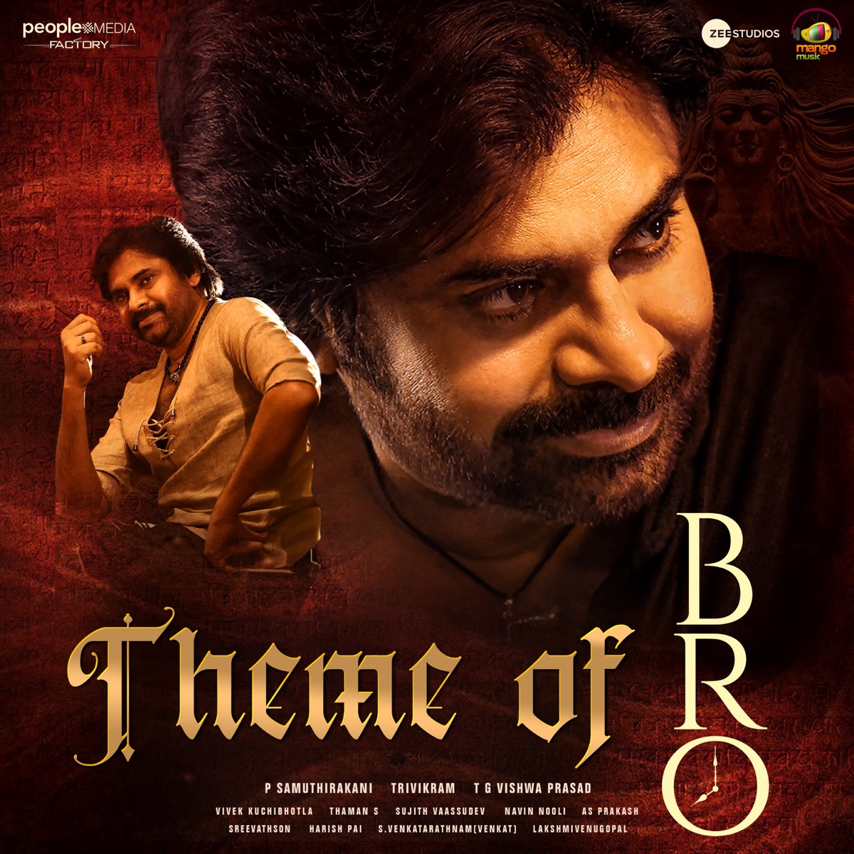 Theme of BRO (From "BRO") (From "Theme of BRO (From "BRO")") - Single by Aditi Bhavaraju, Aditya Iyengar, Adviteeya, Anudeep, Arun Kaundinya, Damini Bhatla, Harika Narayan, Harini Ivaturi, Malavika, Pratyusha pallapothu, Pvns Rohith, Raghuram, Revanth, Sahiti Chaganti, Satya Yamini, Srikrishna, Tejaswini, Shivani, Pavani Vasa, Sruthika, Nada Priya, Vaagdevi, Lakshmi Meghana, Geethika Vasanth, Tejaswi (USA), Pranthi, Nigama, Maneesha, Keerthana Srinivas, Pravasthi, Amrutha Varshini, Chaitu Satsangi, Sai Sri Charan, Sudhanshu, Sai Charan Bhaskaruni, Maman Kumar, Ritesh G Rao, Saatwik, Arjun Vijay, na(.ra(*.sim.*ha.)., Pavan Charan, Naresh Mamindla, Lakshmi Naidu, S.S. Thaman & Kalyan Chakravarthy album cover
