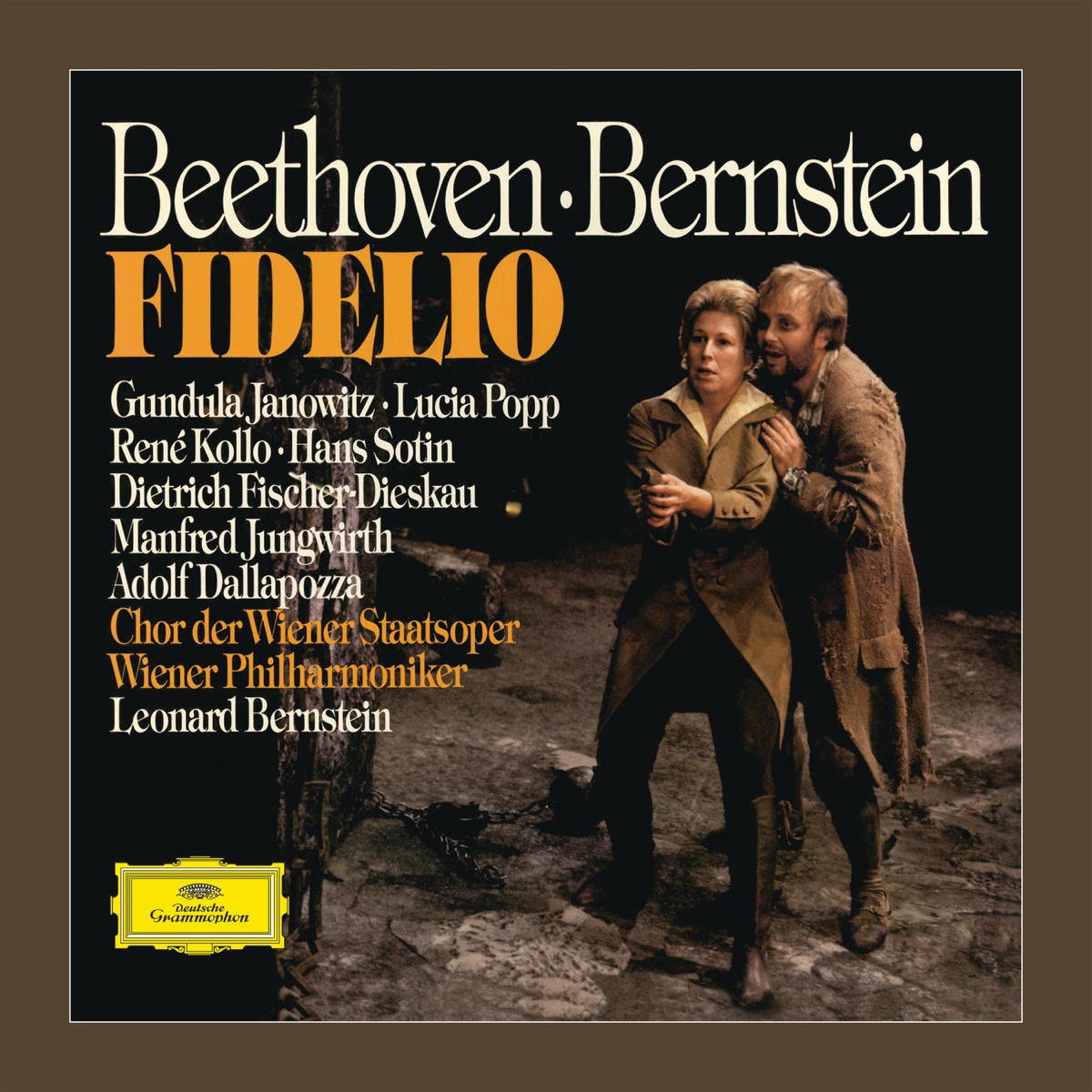 Beethoven: Fidelio, Op. 72 (Live) by Gundula Janowitz, Lucia Popp, René Kollo, Adolf Dallapozza, Dietrich Fischer-Dieskau, Hans Sotin, Manfred Jungwirth, Chorus of the Vienna State Opera, Vienna Philharmonic & Leonard Bernstein album cover