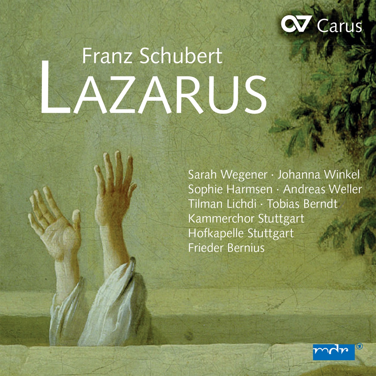 Schubert: Lazarus, D. 689 by Sarah Wegener, Johanna Winkel, Sophie Harmsen, Tilman Lichdi, Andreas Weller, Tobias Berndt, Hofkapelle Stuttgart, Kammerchor Stuttgart & Frieder Bernius album cover
