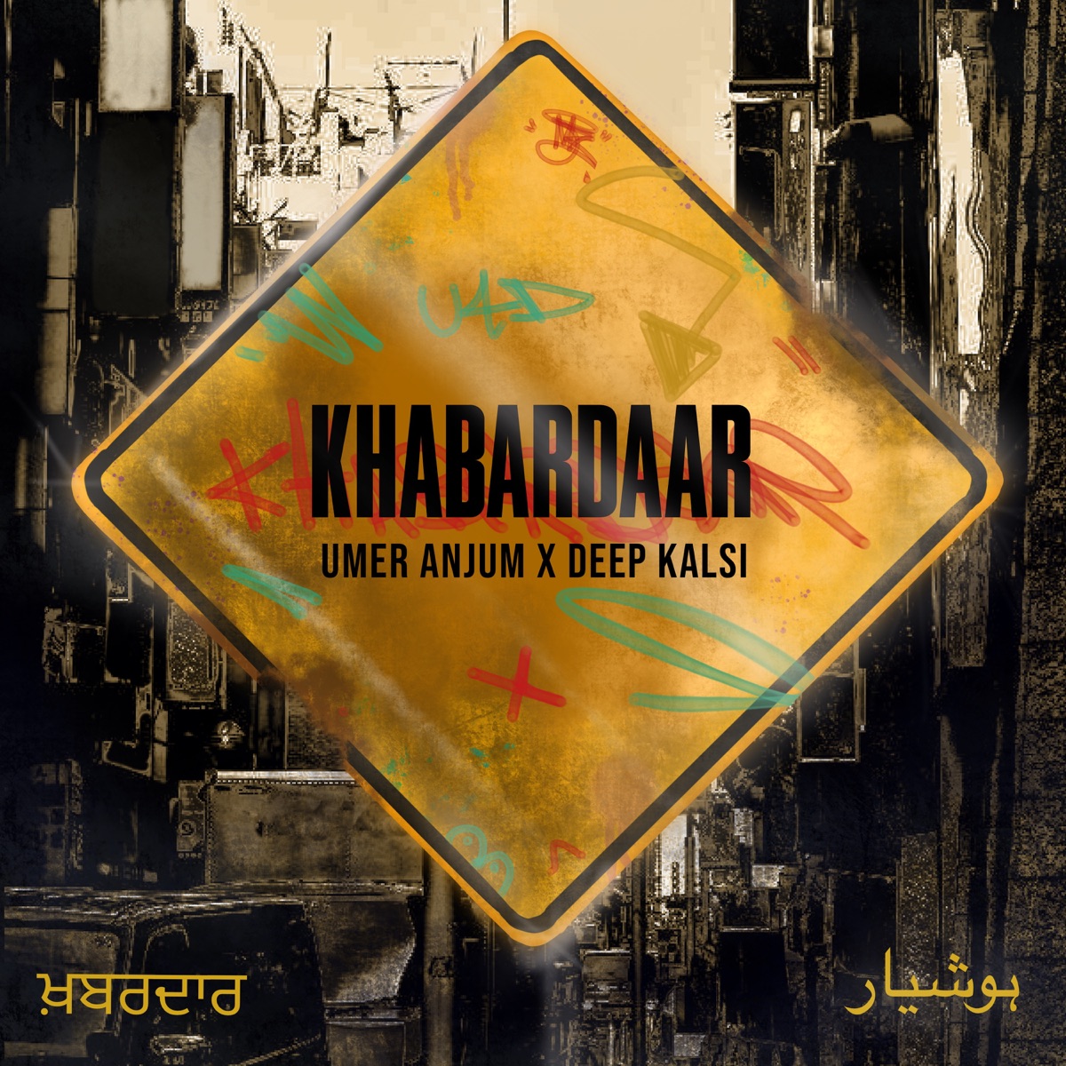 Khabardaar - Single by Umer Anjum, Deep Kalsi & Rithmetic album cover