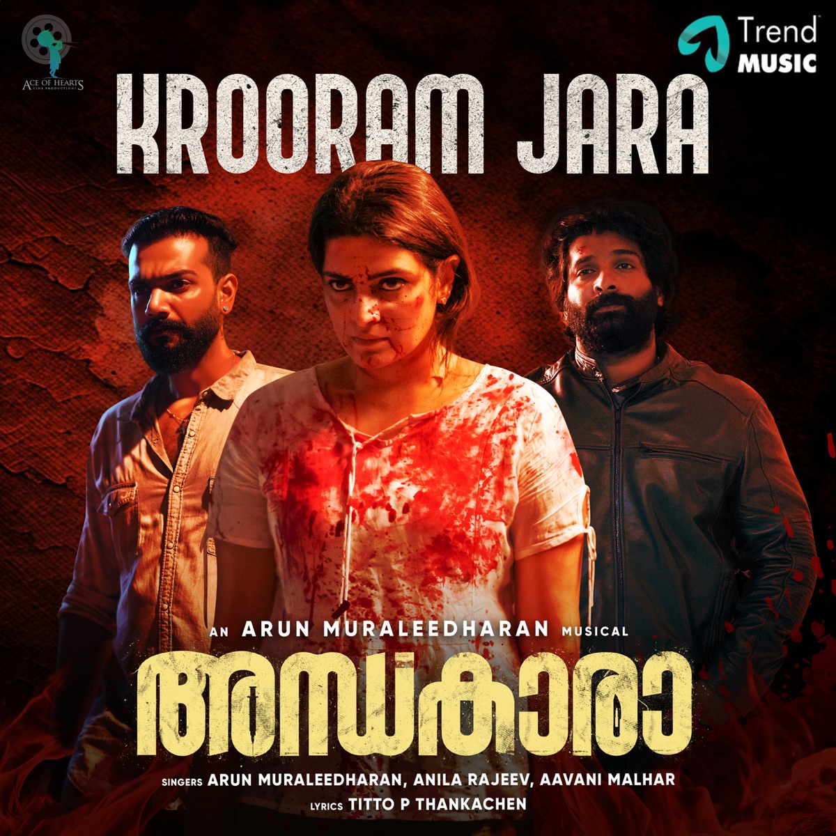 Krooram jara (From "Andhakaara") - Single by Arun Muraleedharan, Anila Rajeev, Aavani Malhar & Titto P Thankachen album cover