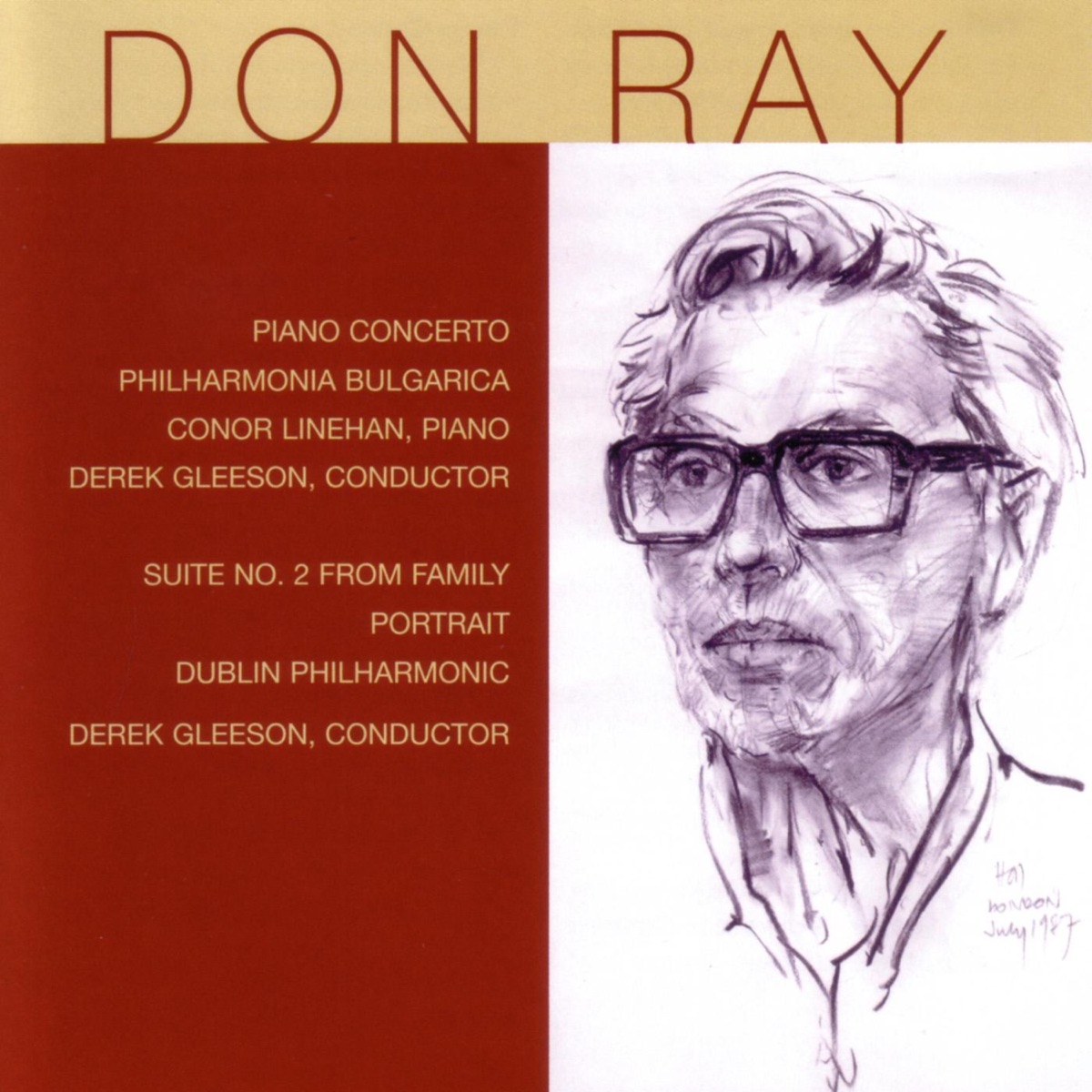 Don Ray: Piano Concerto & Suite No. 2 From Family Portrait by Derek Gleeson, Dublin Philharmonic & Philharmonia Bulgarica album cover