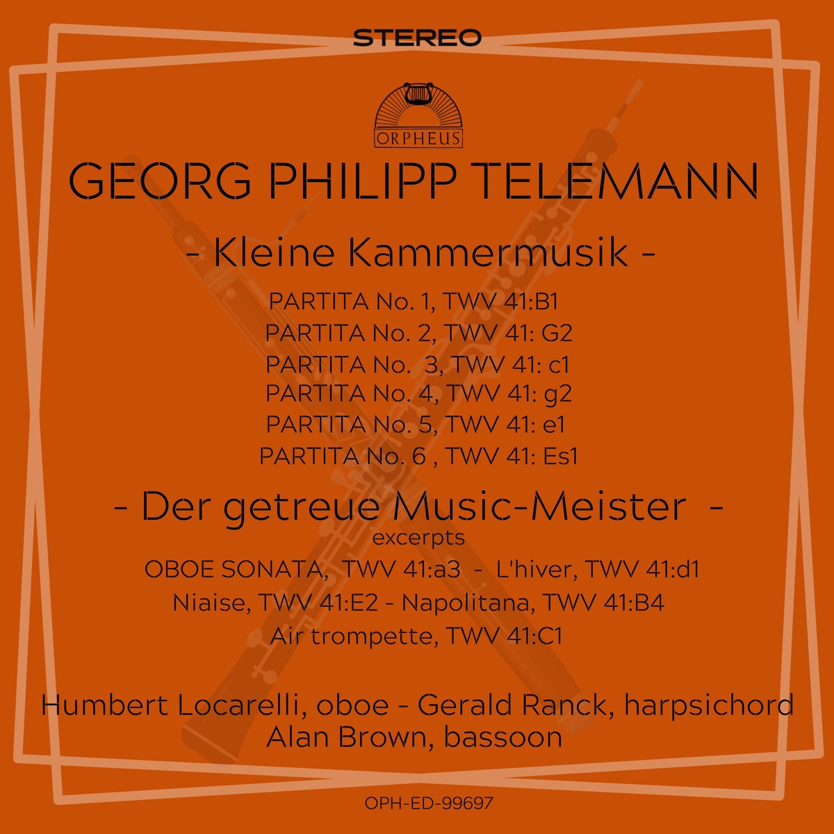 Telemann: Kleine Kammermusik, Die getreue Musik-Meister Selections by Humbert Lucarelli, Gerald Ranck & Allan Brown album cover