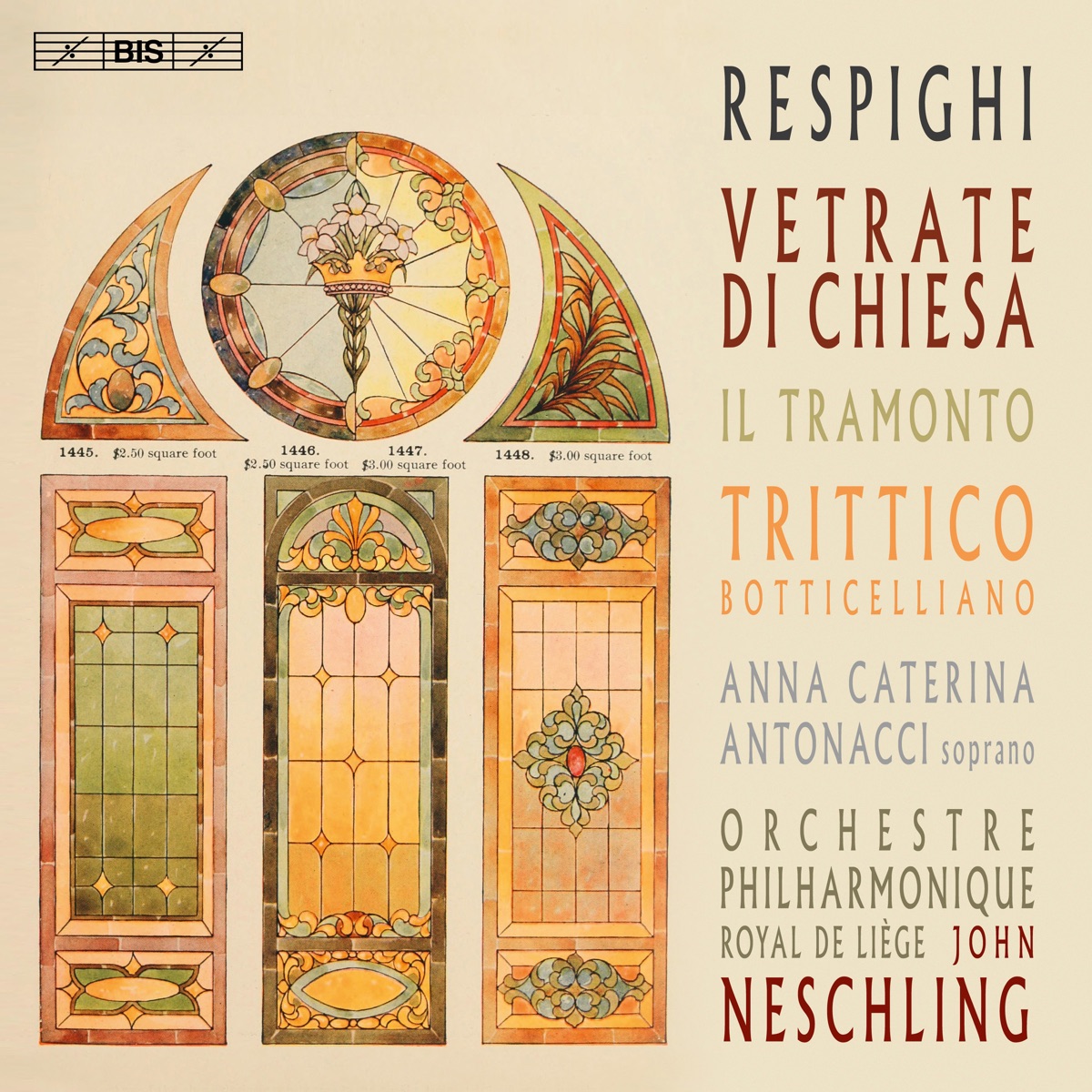 Respighi: Vetrate di chiesa, Il tramonto & Trittico botticelliano by Anna Caterina Antonacci, Orchestre Philharmonique Royal de Liège & John Neschling album cover