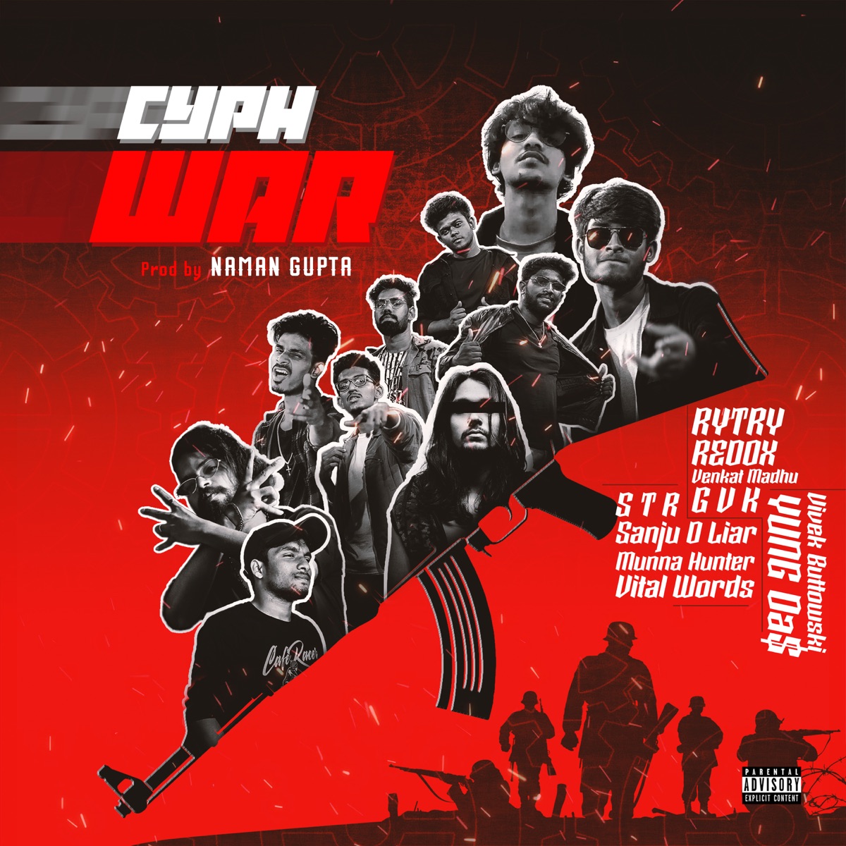 CyphWAR - Single by REDOX, Rytry, Venkat Madhu, GVK, Str, Sanju_d_liar, Munna Hunter, Vital Words & Yung Da$ album cover