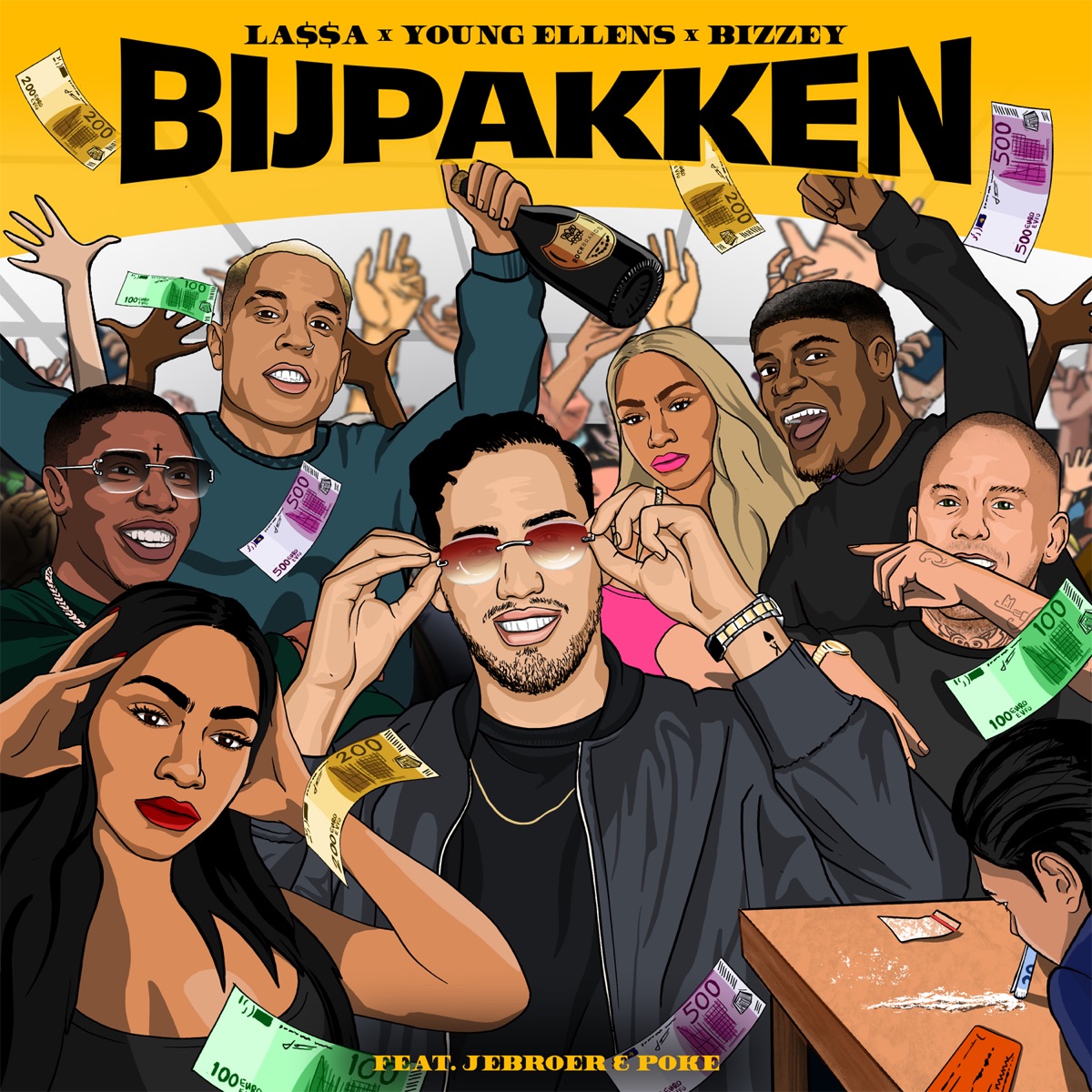 Bijpakken (feat. Jebroer & Poke) - Single by LA$$A, Young Ellens & Bizzey album cover