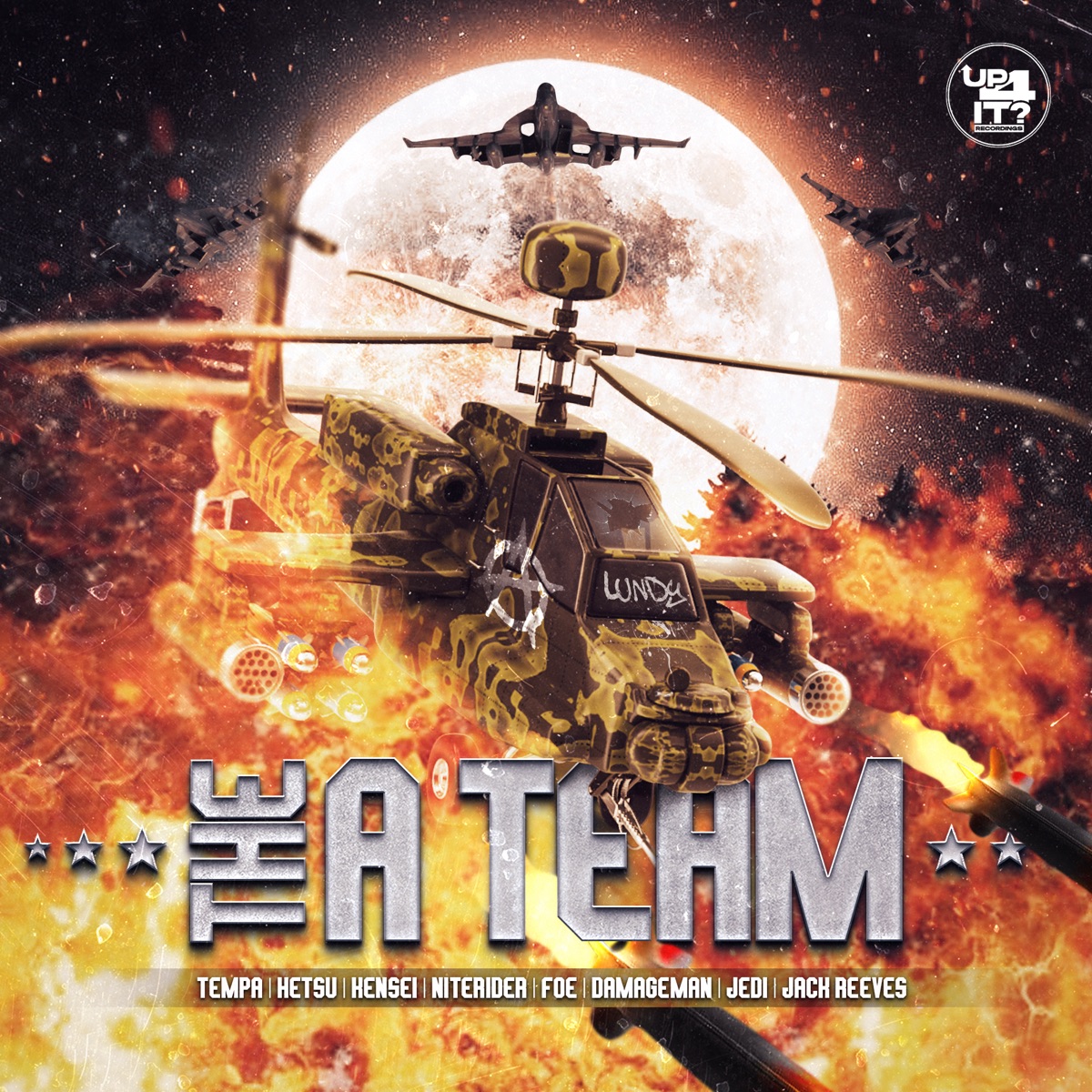 The a Team (feat. Foe, Jedi, DJ Tempa, Hetsu, Damageman, Jack Reeves, Niterider & Kensei) by Lundy album cover