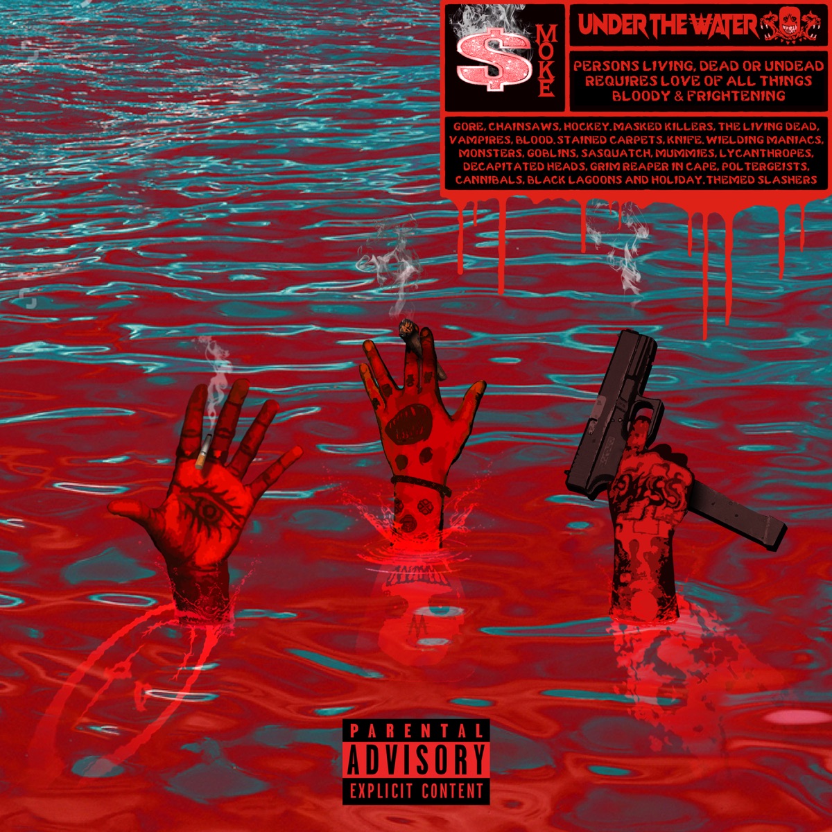 $MOKE UNDER THE WATER - Single by Keith Ape, ZillaKami & SosMula album cover