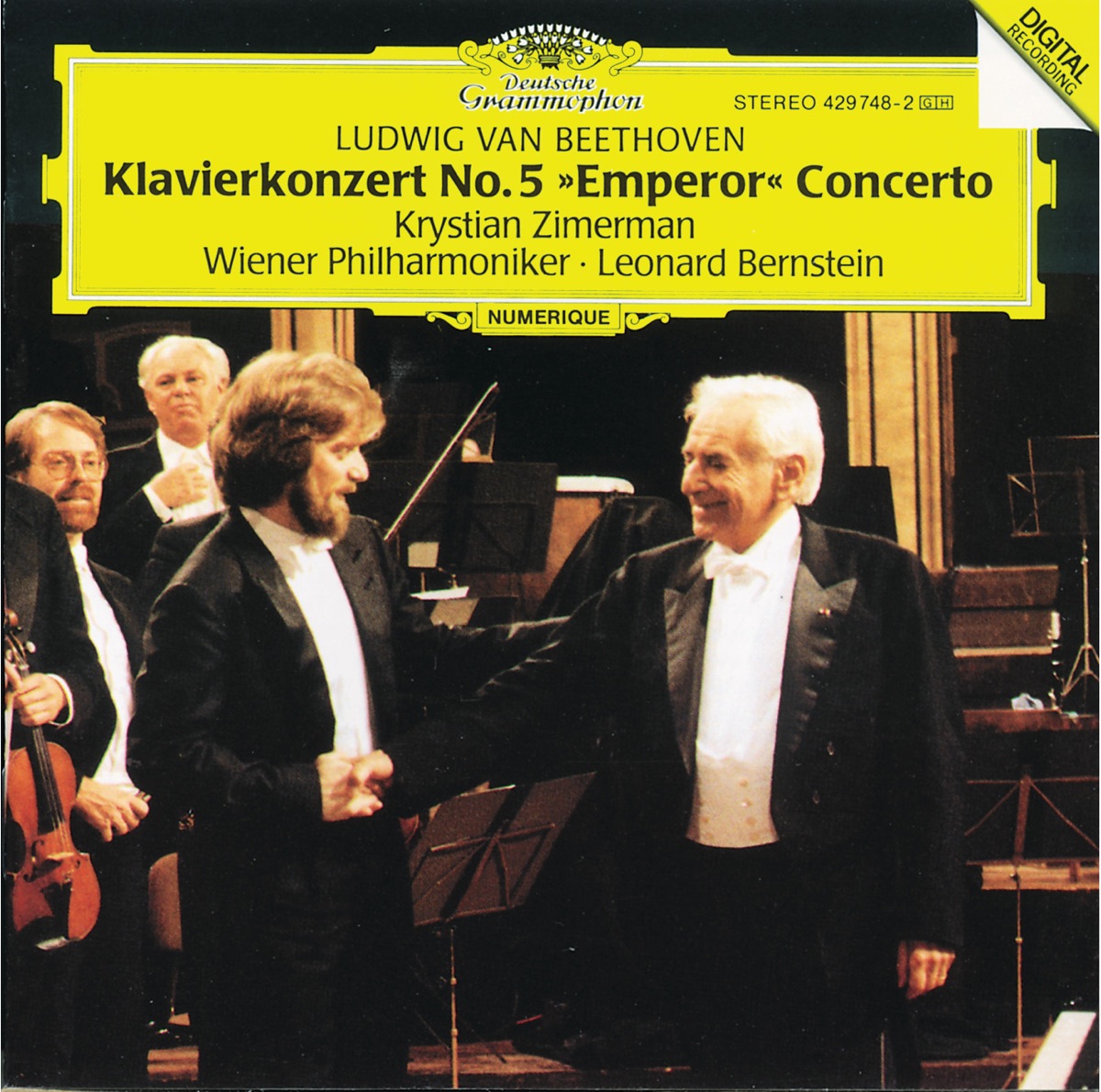 Beethoven: Piano Concerto No. 5 in E-Flat Major, Op. 73 "Emperor" by Krystian Zimerman, Leonard Bernstein & Vienna Philharmonic album cover