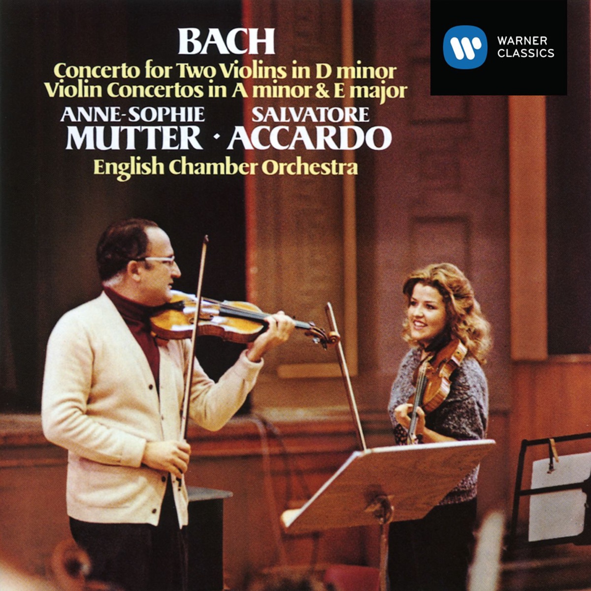Bach: Violin Concertos, BWV 1041 - 1042 & Concerto for Two Violins, BWV 1043 by Salvatore Accardo, English Chamber Orchestra & Anne-Sophie Mutter album cover