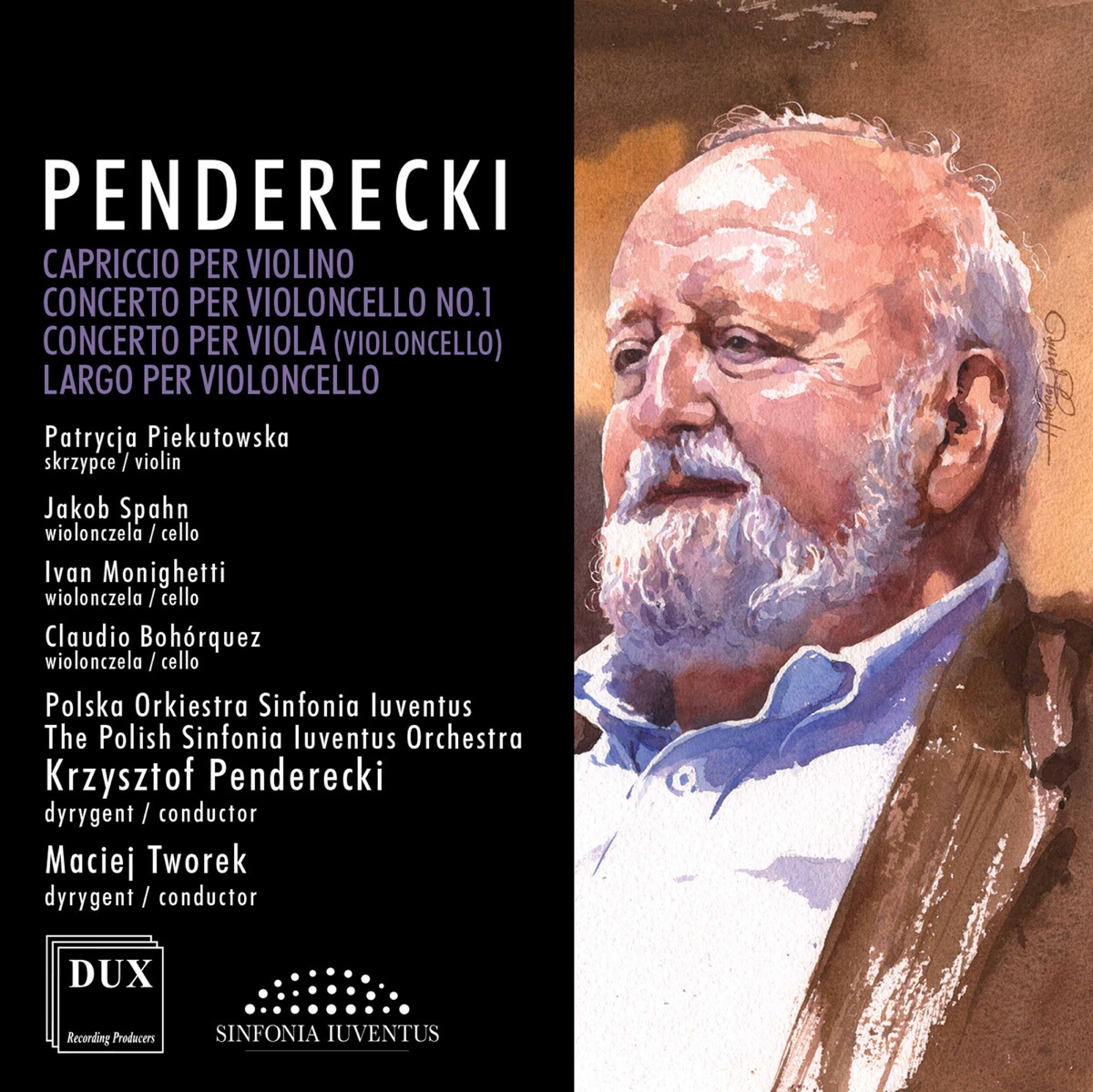 Penderecki: Music for Violin, Cello & Orchestra by Polish Sinfonia Iuventus Orchestra & Krzysztof Penderecki album cover